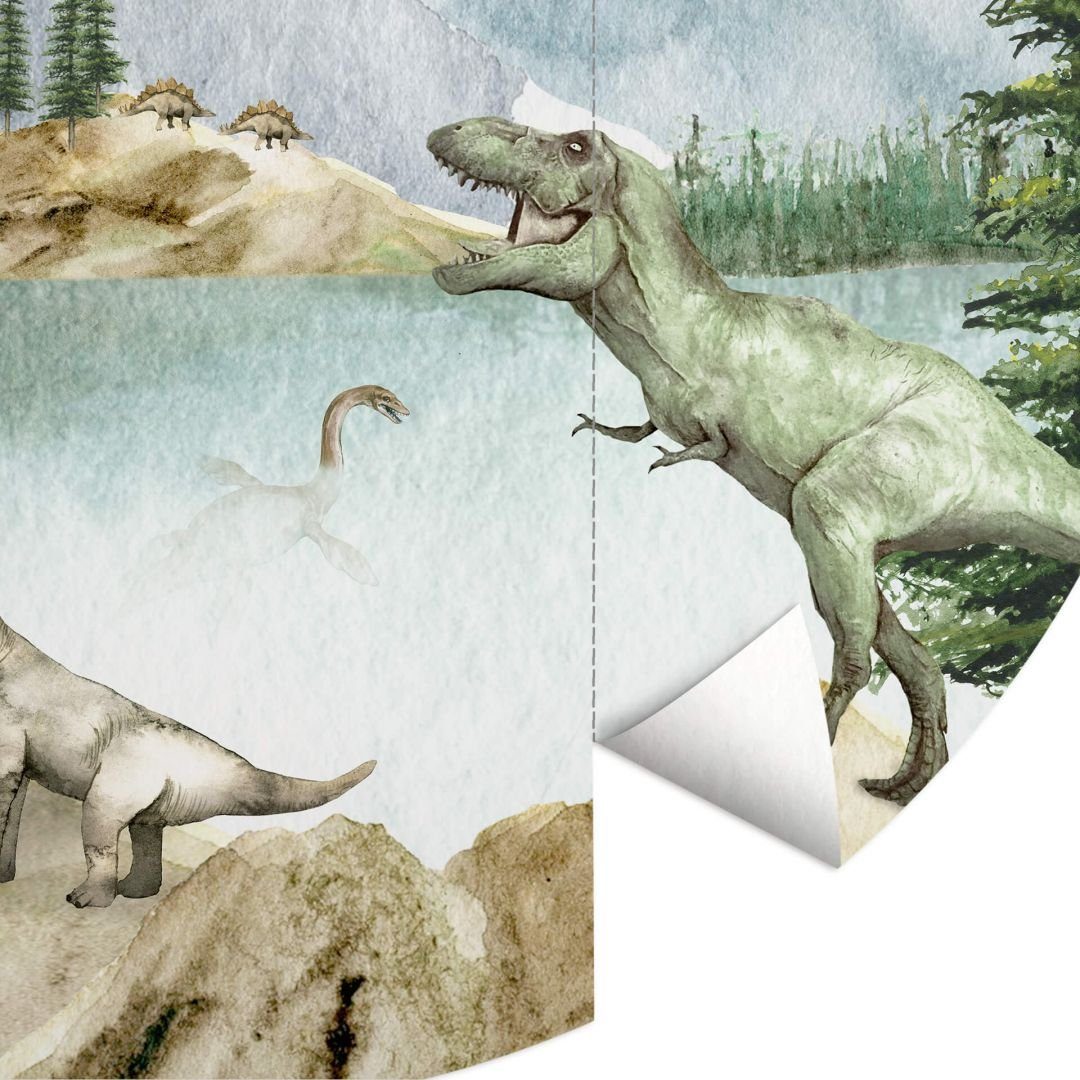 K&L Wall Art Fototapete Fototapete Baby Kinderzimmer Dinosaurier T-Rex Dinos Vliestapete rund, große Kinder Motivtapete