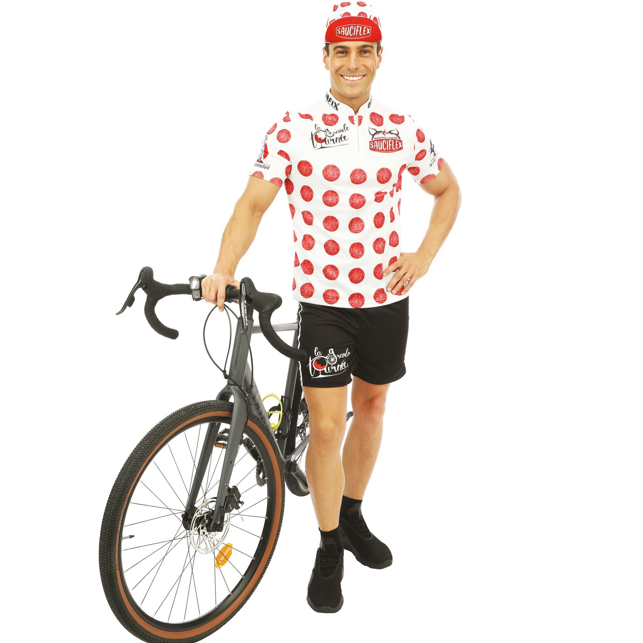 p`tit clown Kostüm Radfahrer Verkleidung Gepunktetes Wursttrikot