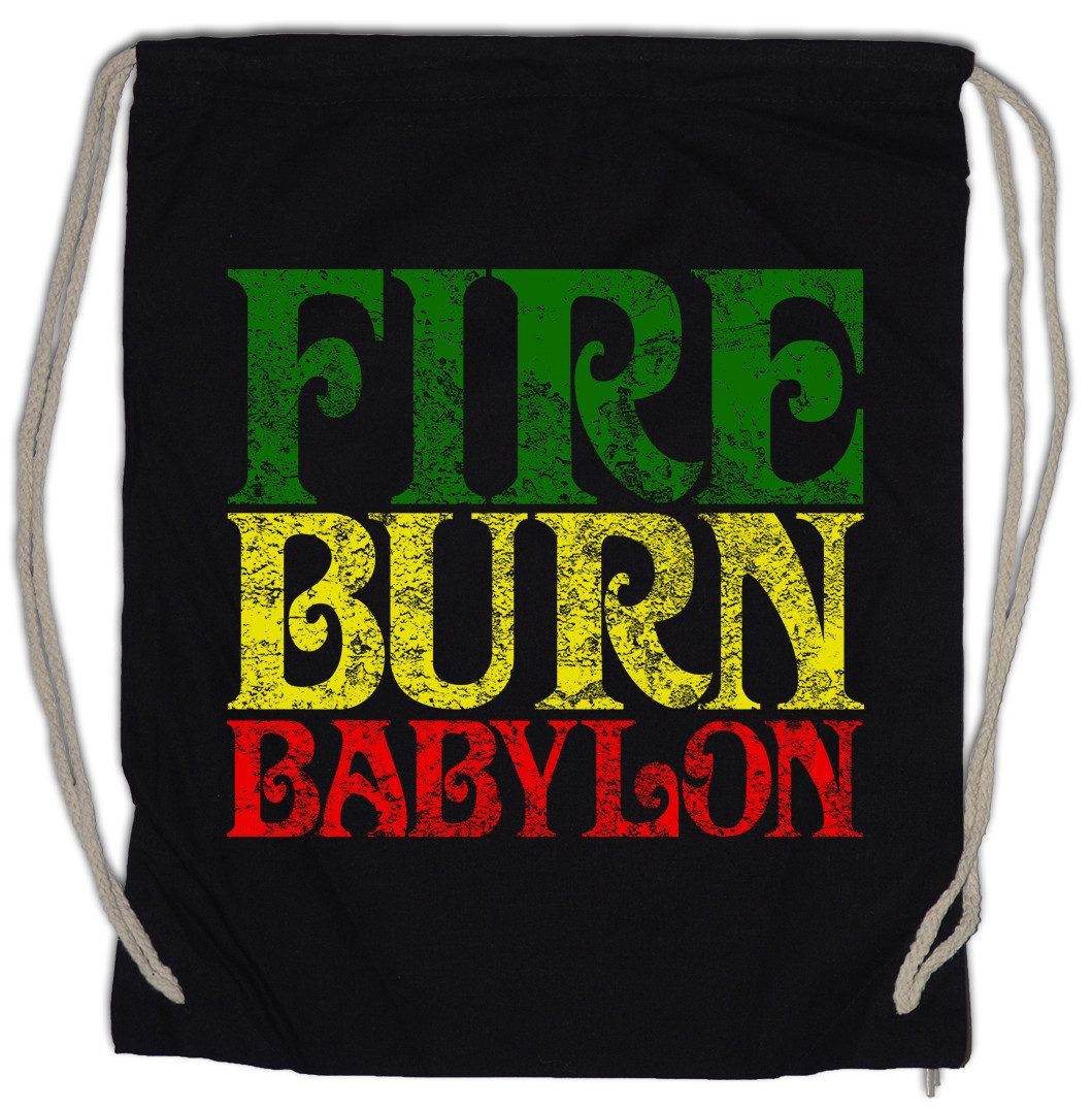 Urban Backwoods Turnbeutel Fire Burn Babylon Turnbeutel Reggae Music Jah Babylon Musik (1-tlg), Reggae Marley Irie Ska