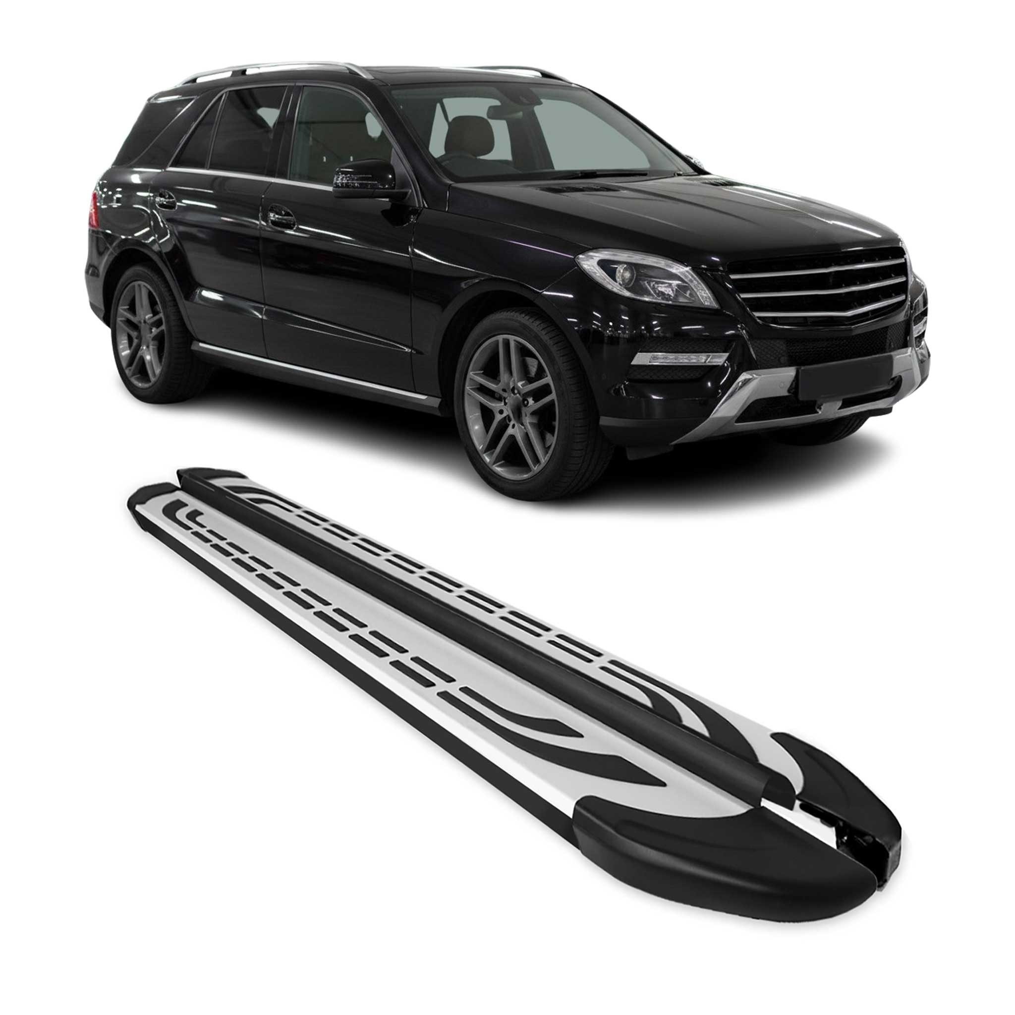 OMAC Kfz-Schmutzfänger Trittbretter für Mercedes M Klasse W166 2011-2015 Alu, 2-tlg., Rutschfest, Haltbar, Aerodynamik