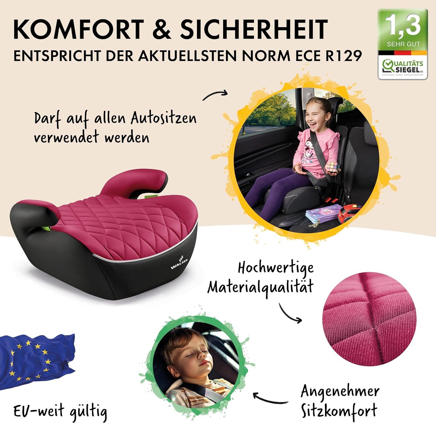WALSER Autokindersitz Kindersitz Hartschale Andy, ab: ab 4 Jahre, bis: - 10 Jahren, (1 Stück, 1-tlg)