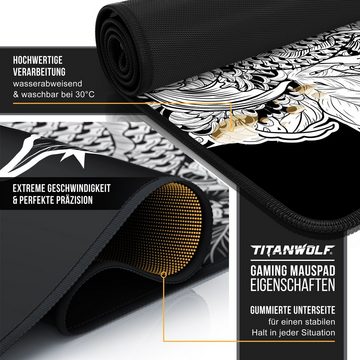 Titanwolf Gaming Mauspad, XXL, glattes Stoffgewebe, Speed Mousepad 900 x 400mm, Koi Tattoo 3