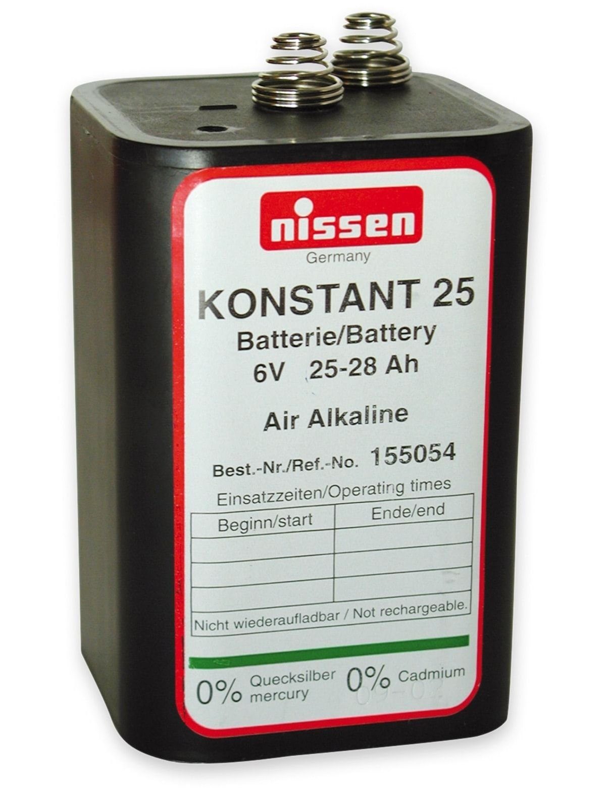 Nissen NISSEN Blockbatterie Konstand 25, 4R25, Zn/Luft, 6 Batterie