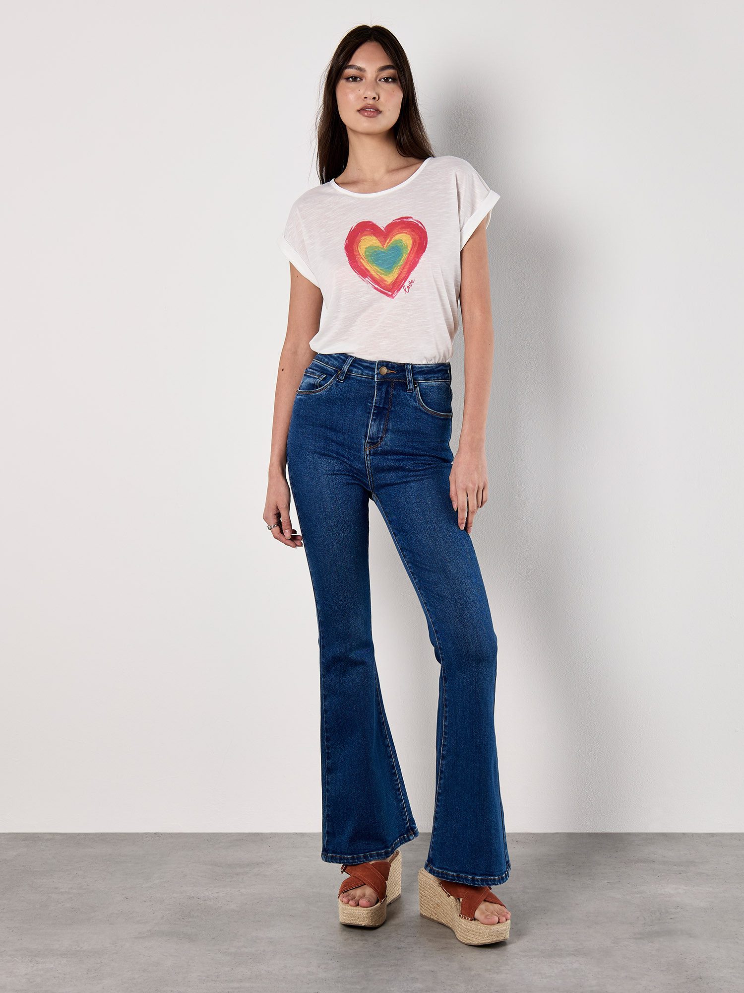 Apricot T-Shirt Painterly Heart Slub T-Shirt günstig online kaufen