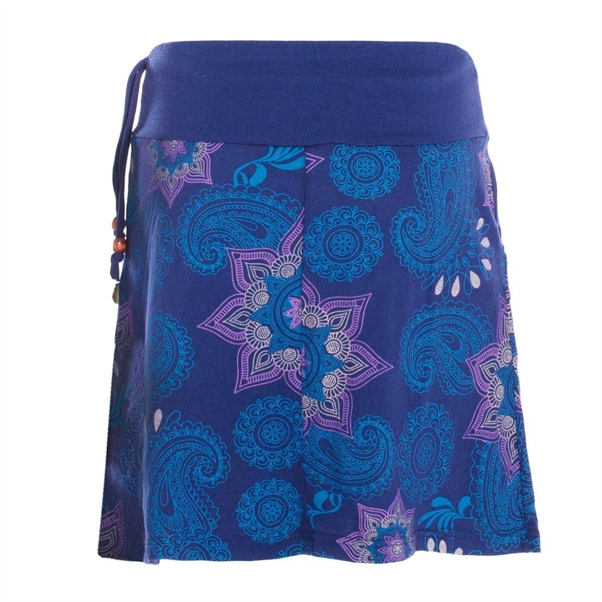 Vishes Minirock Damen Mini-Rock Baumwolle Blumen-Muster Drawstring-Bund mit Taschen Alternative Bekleidung, Ethno, Hippie, Retro Style