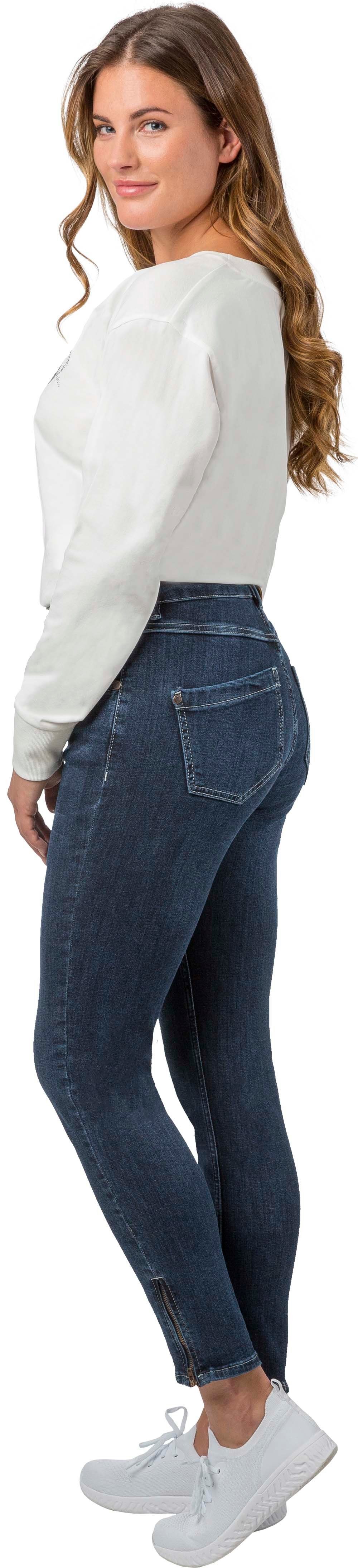 Gio Milano Stretch-Jeans Gio-Lotti-1000, verkürzte Jeans mit Reißverschluss am Beinabschluss 5-Pocket-Style