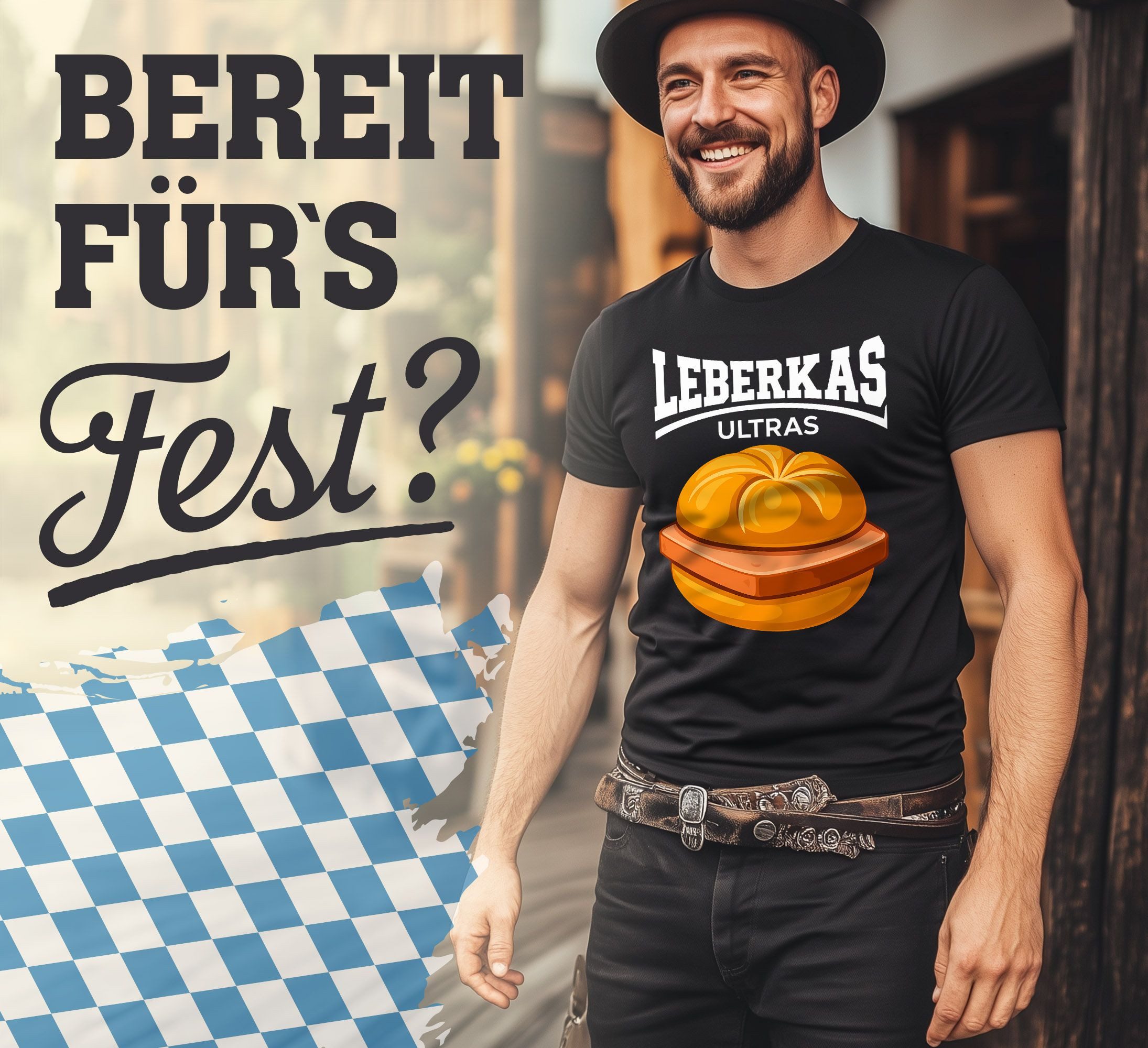 MoonWorks Print-Shirt Herren T-Shirt für das Oktoberfest Leberkas Ultras Leberkässemmel mit Print