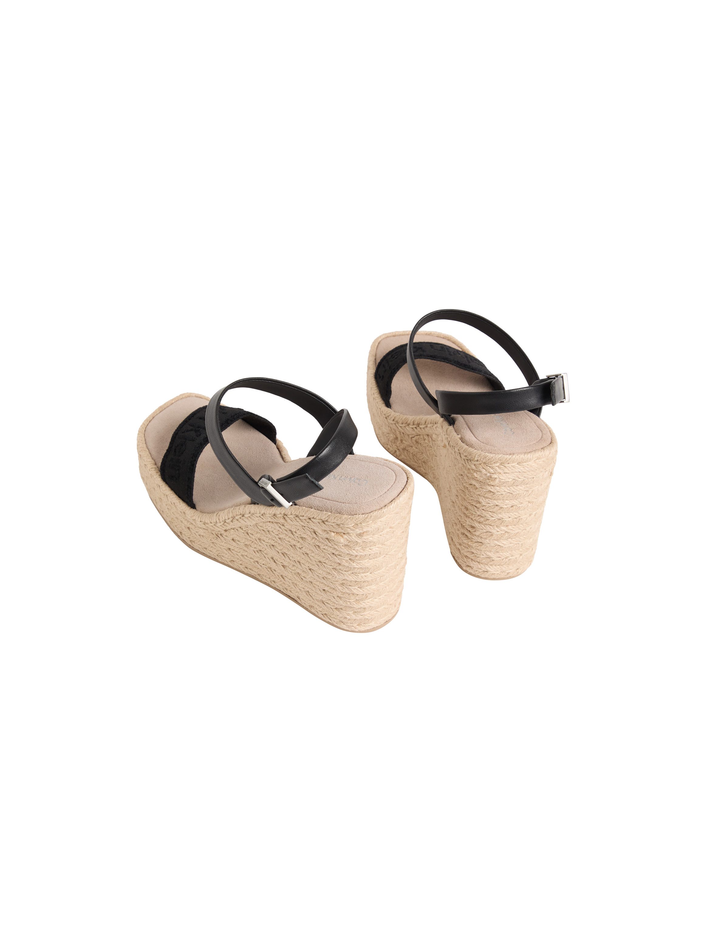 Calvin Klein WEDGE ESPAD 70 WEBBING LTH Keilsandalette Sommerschuh, Plateausandale, Keilabsatz, mit Bastbesatz