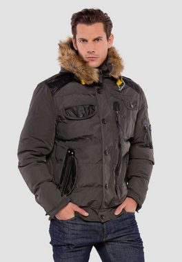 Cipo & Baxx Winterjacke mit abnehmbaren Pelzkragen