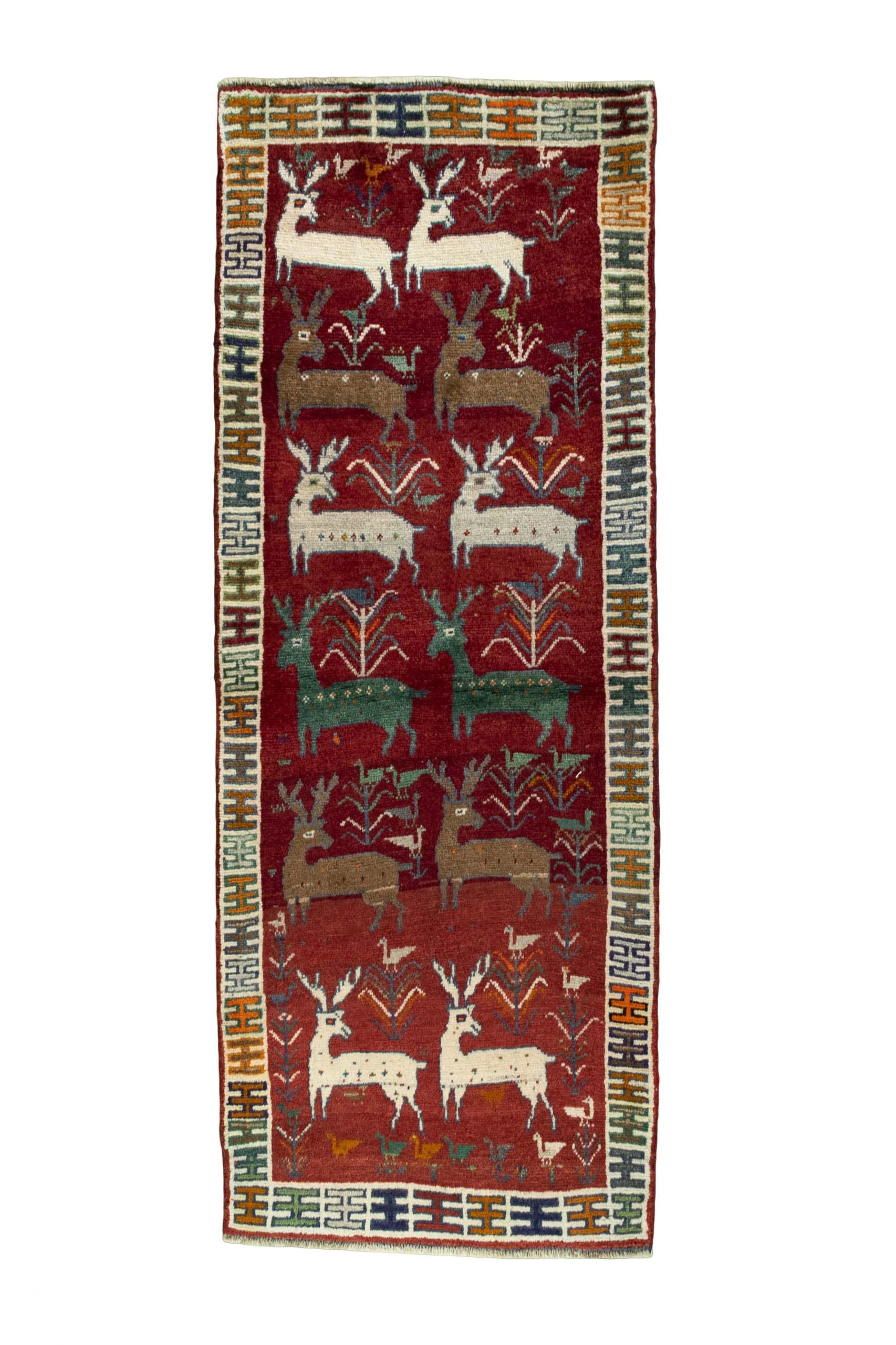 CABBEL Orientteppich 245x95 cm Perser Gabbeh Old Rot Schurwolle Handgeknüpft Nomaden Unikat, Läufer, Höhe: 9 mm, 100% Schurwolle – weich, pflegeleicht, traditionelle Knüpfdichte
