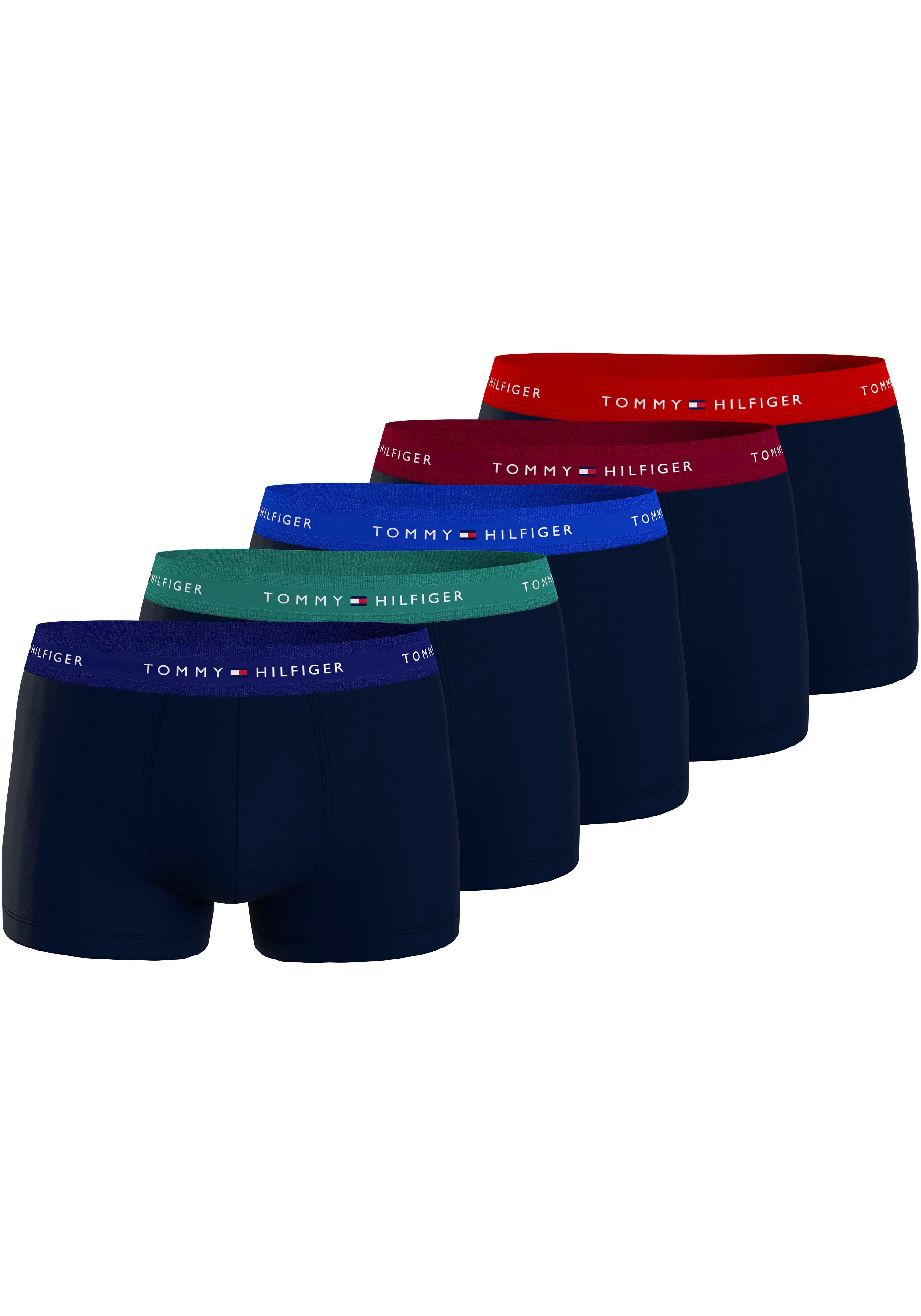 Tommy Hilfiger Underwear Trunk 5P Logo-Elastikbund 5er-Pack) mit TRUNK WB (Packung, lapis/green/blue/rouge/red 5-St
