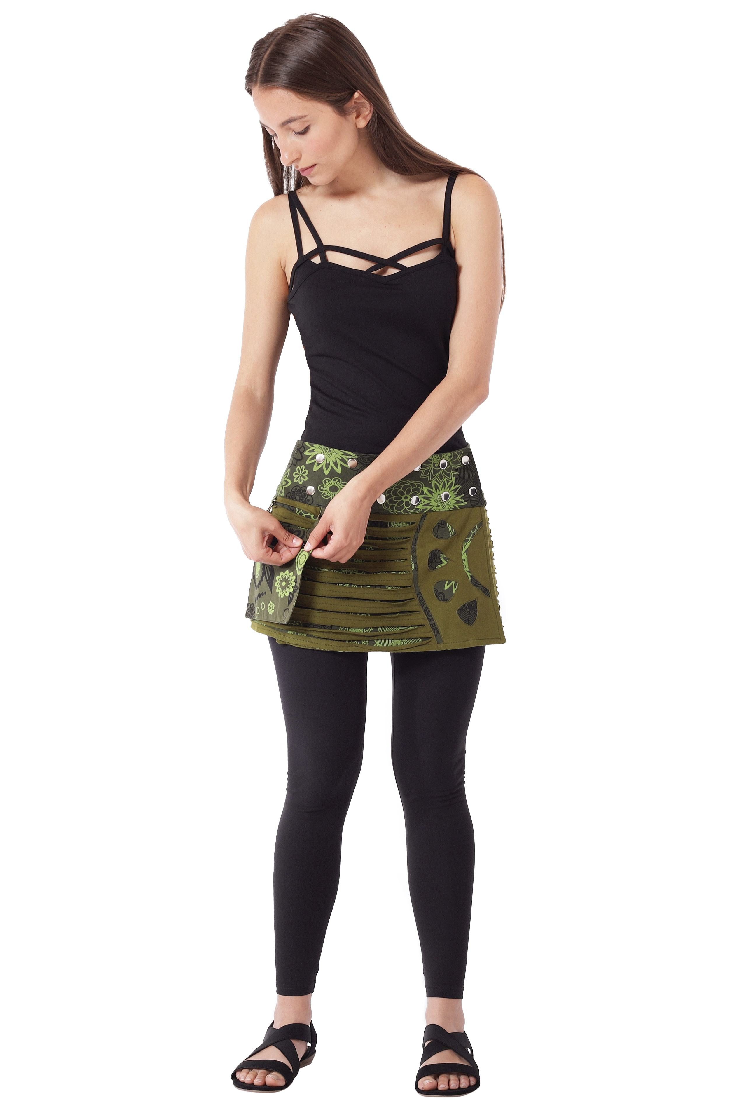 PUREWONDER Wickelrock Kurzer Damen Minirock, Cacheur und Wickelrock Nr. 24 Design 2 Baumwolle Einheitsgröße