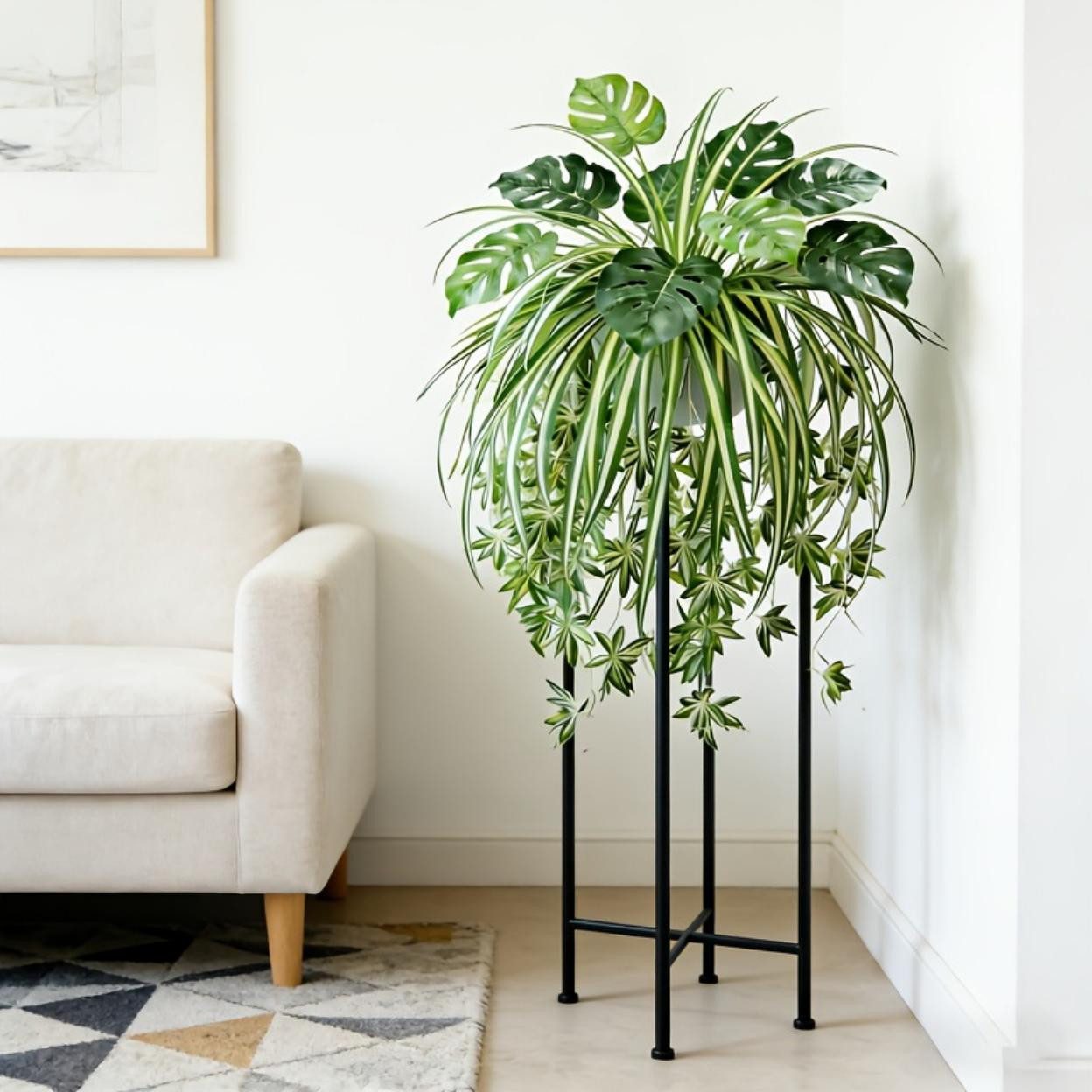 Kunstblumenstrauß Künstliche Hängekorb-Monstera-Pflanzenkombination, Agger – Bild 2 von 5