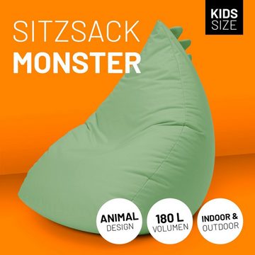 Lumaland Sitzsack Kinder Monster 80x80x70 cm (1 x Kindersitzsack), weiches Sitzpolster, pflegeleichtes Material, leicht