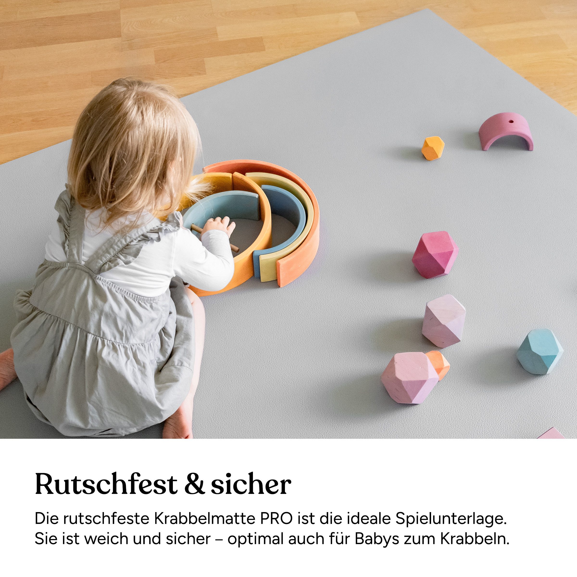 Ehrenkind Spielmatte Krabbelmatte Pro, rutschfeste Babymatte, Spielmatte (Exzellenter Schutz beim Spielen & Toben, Warm, isolierend & weich, 180x120 cm), Extra dick und soft, Made in Germany, Oeko-Tex 100, Spielmatte Baby