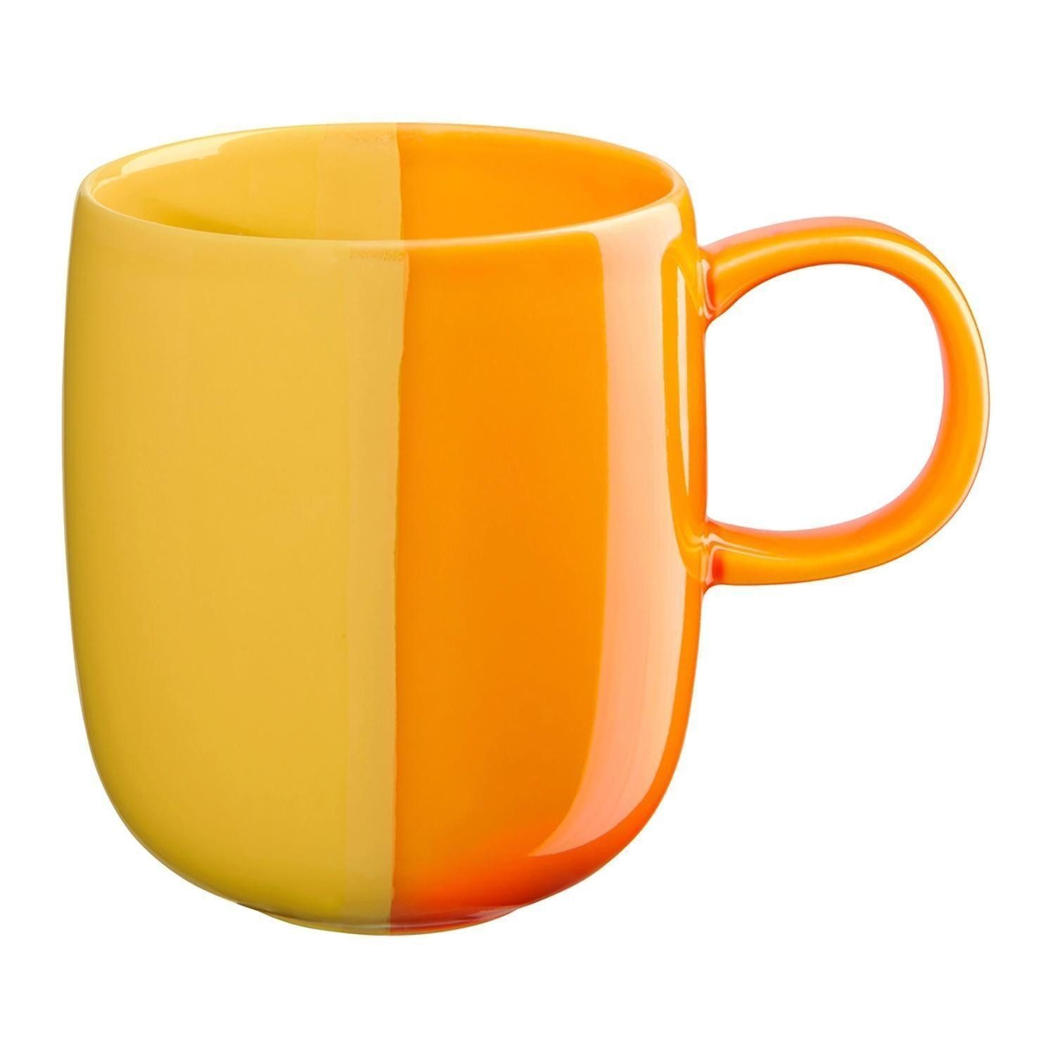 ASA SELECTION Tasse Kaffeetasse JOY, 400 ml, Gelb, Orange, 1-tlg., Porzellan, spülmaschinengeeignet