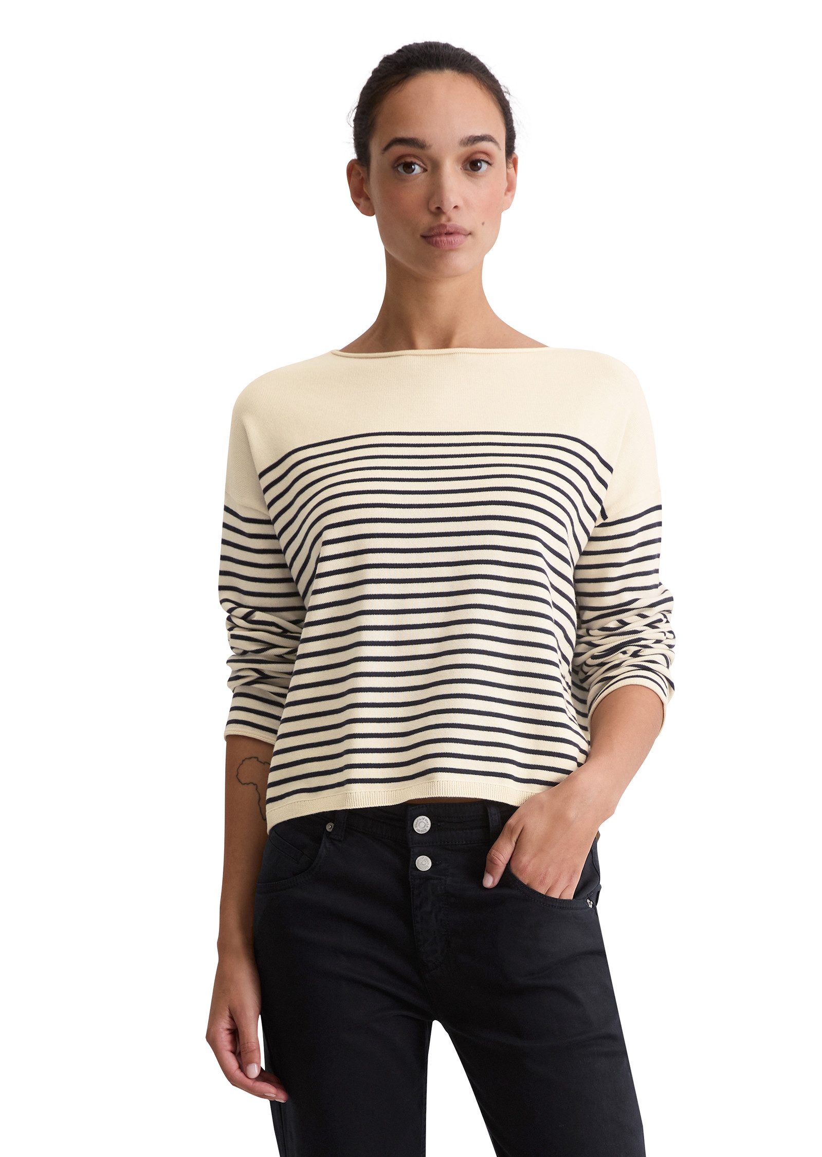 Marc O'Polo Strickpullover geringelt, U-Boot-Ausschnitt günstig online kaufen