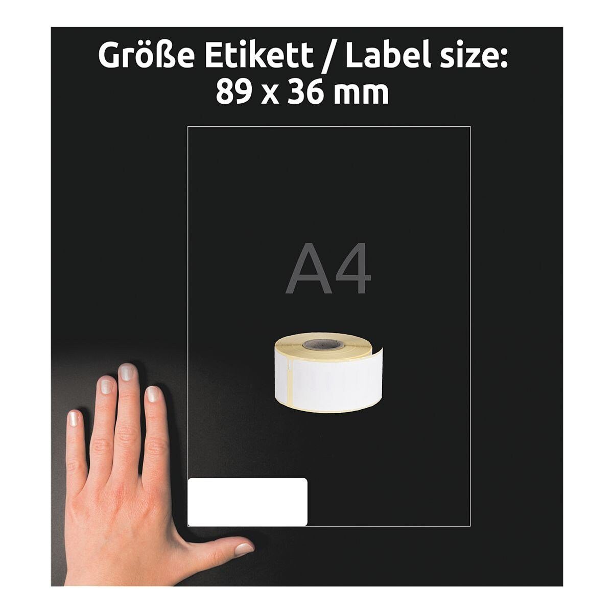 Avery Zweckform Thermorolle AS0722400, 520 Adress-Etiketten 36/89 mm