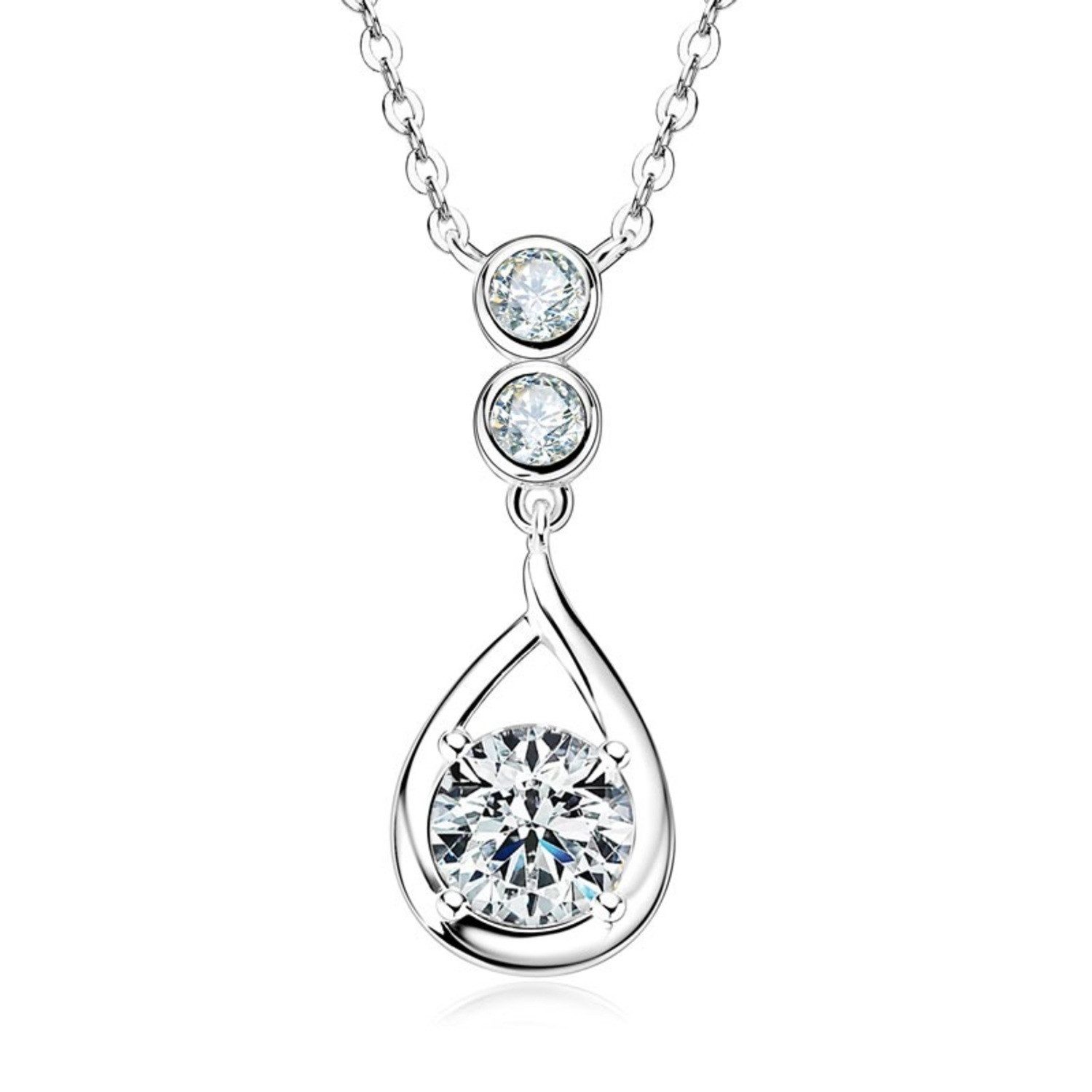 Kette mit Anhänger Funkelnde Moissanit Damen Halskette 925 Sterling Silber 18K Gold