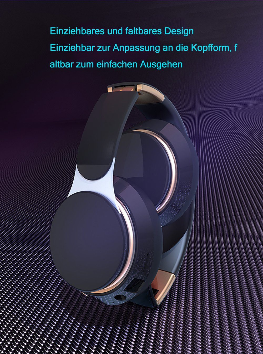 YSDYM Bluetooth Kopfhörer Stereo Headset zu Faltbare Ear, 3 Std] mit Over Bluetooth-Kopfhörer rot (mit Kopfhörer [Bis EQ-Modi,HiFi Kabellose 52 Mikrofon)