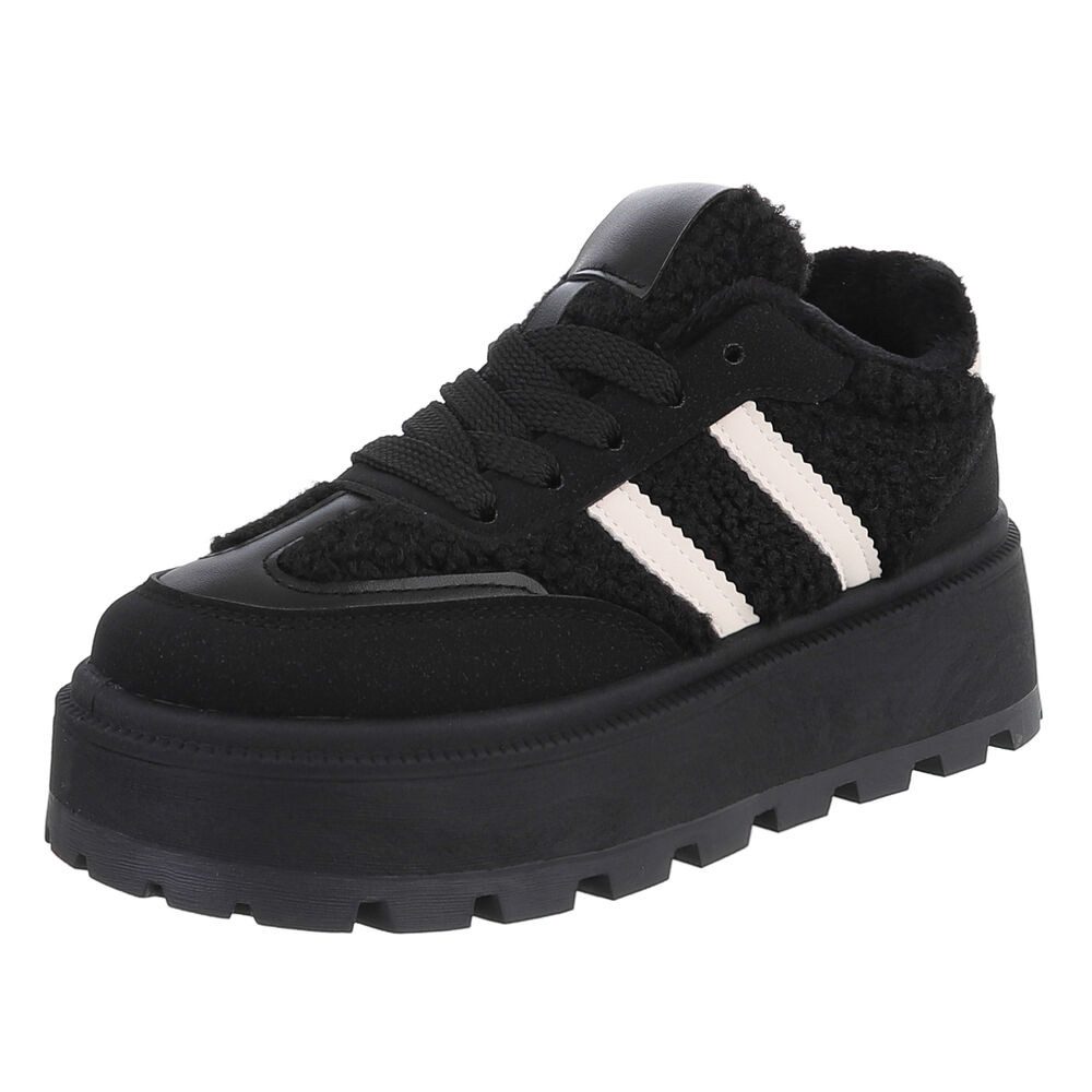 Ital-Design Moderne Sneakers für Damen mit strukturiertem Design Sneaker (90515056) Flach Sneakers Low in Schwarz