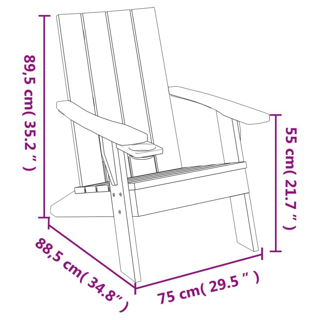 (1 Hellbraun 75x88,5x89,5 Adirondack-Gartenstuhl St) Gartenstuhl cm vidaXL Polypropylen