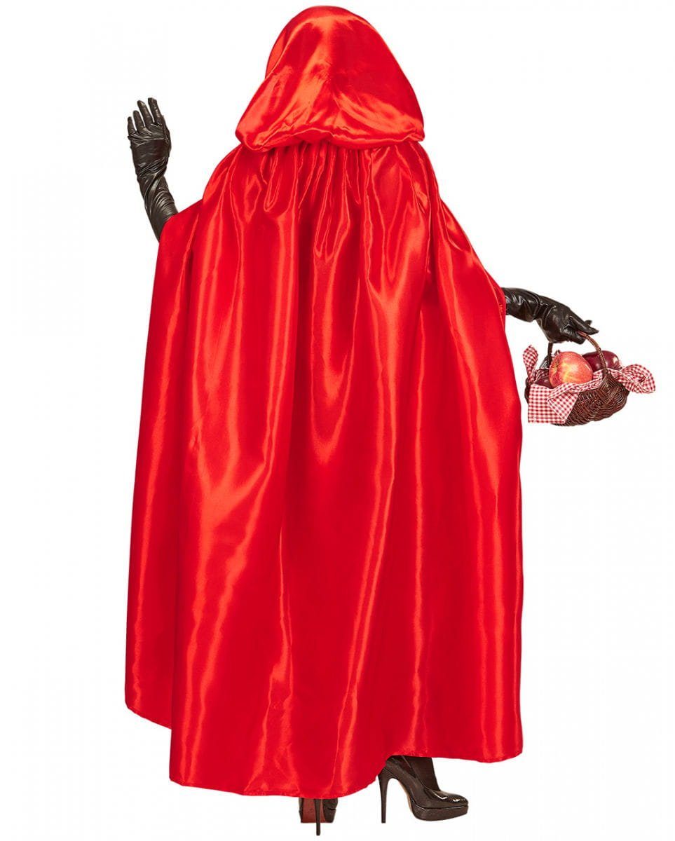 Horror-Shop Vampir-Kostüm Roter Umhang mit Kapuze, Satin, Länge ca. 145 cm
