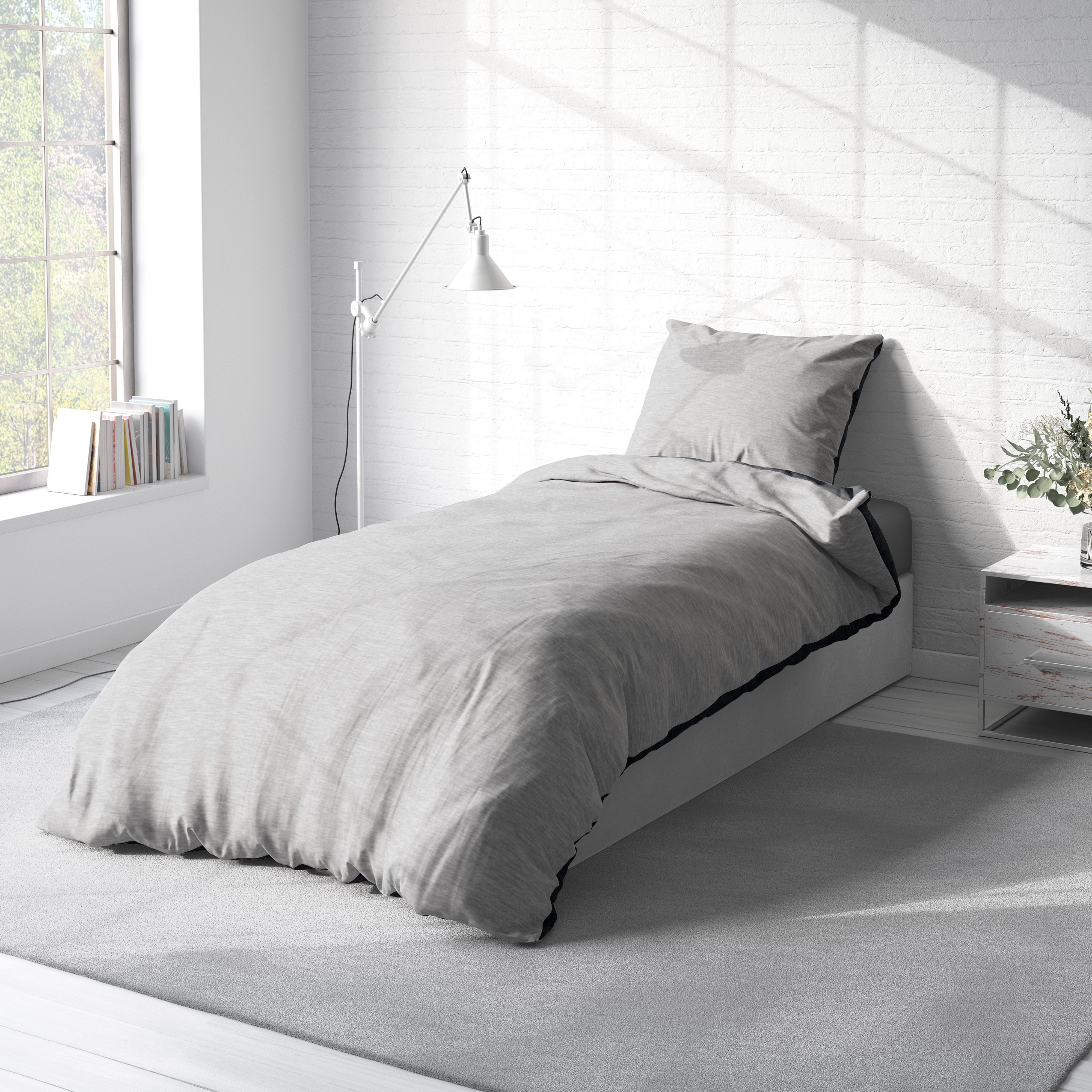 One Home Bettwäsche Wende Melange, Flanell, 4 teilig, meliert, Baumwolle kuschelig warm weich Biber Winter – Bild 3 von 5