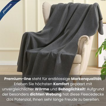 Wohndecke Premium-Fleecedecke in 2 Größen, wometo, extra dick, 550g/700g, mit Qualitäts-Ketteleinfassung und Anti-Pilling