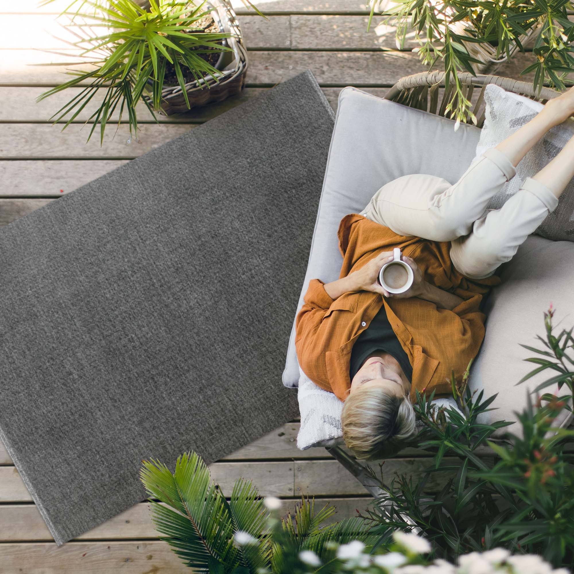 Tulup Vinylteppich für Garten, Grau Dunkler Eleganter Stein Dekorative Teppich PVC, Höhe: 90 mm