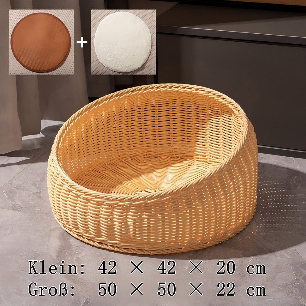 SIKAINI Tierbett Runde Katzenhöhle in Rattan-Optik, günstig online kaufen