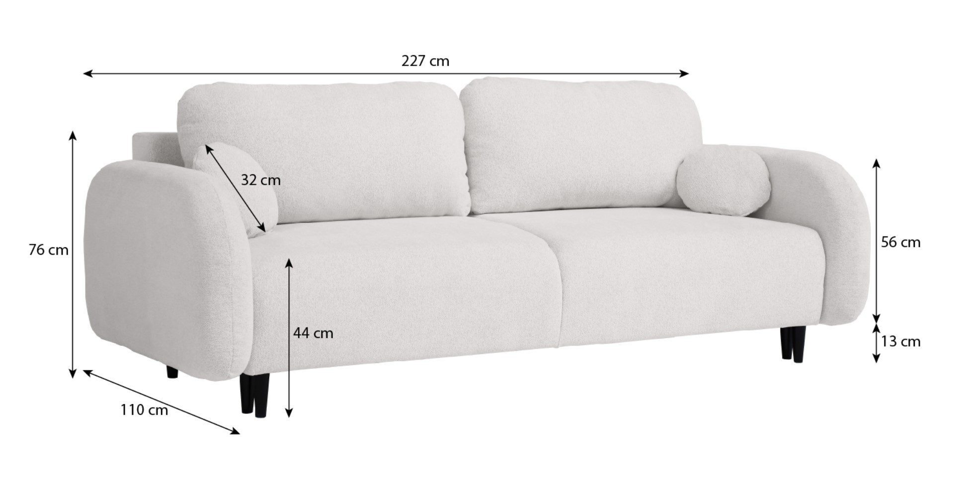 Beautysofa Schlafsofa 3-Sitzer OPTIMO, mit Schlaffunktion