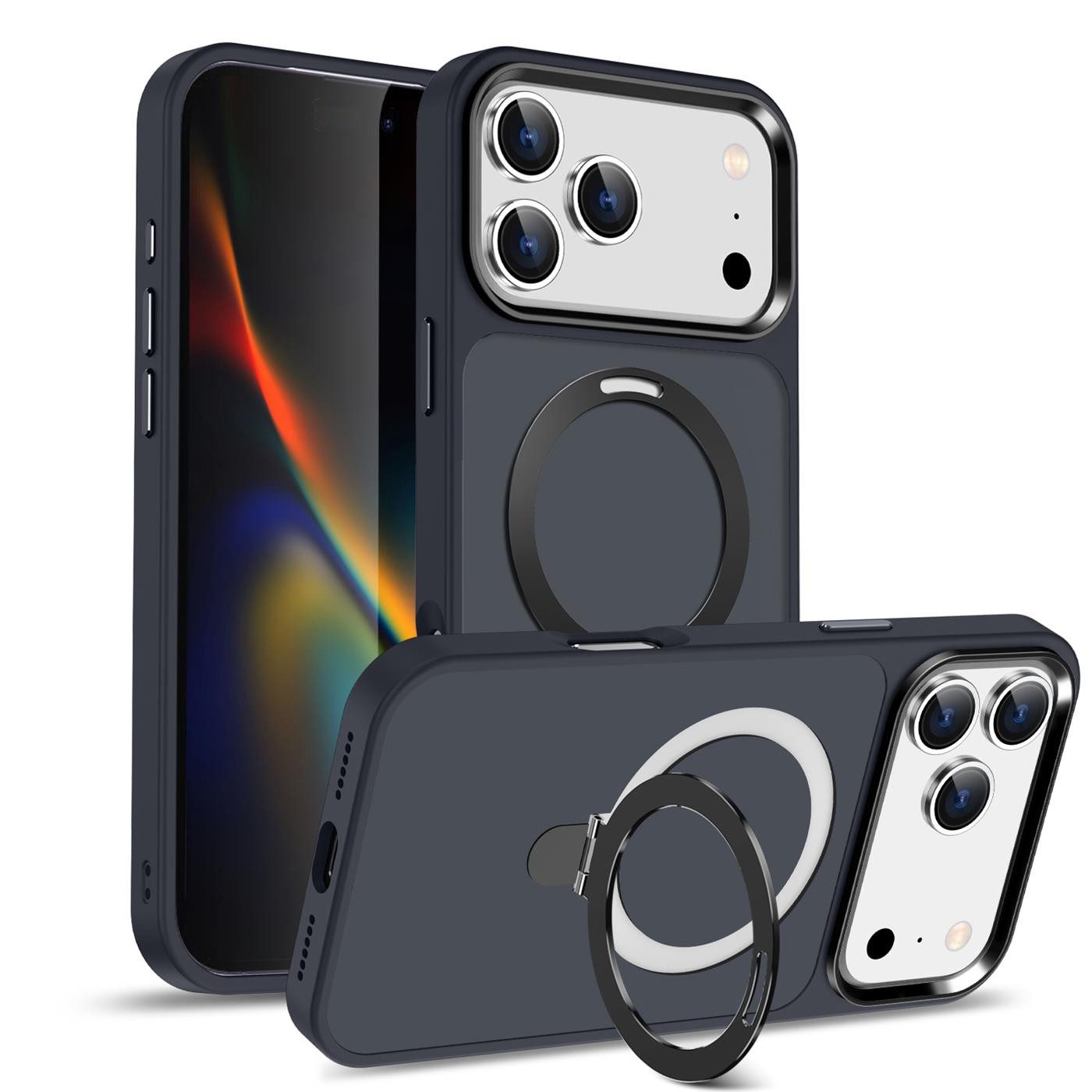 CoolGadget Handyhülle Hybrid Luxury Handy Case für iPhone 17 Pro Max 6,9 Zoll, Hülle Massiv Metallring aufklappbar Schutzhülle für Magsafe Zubehör