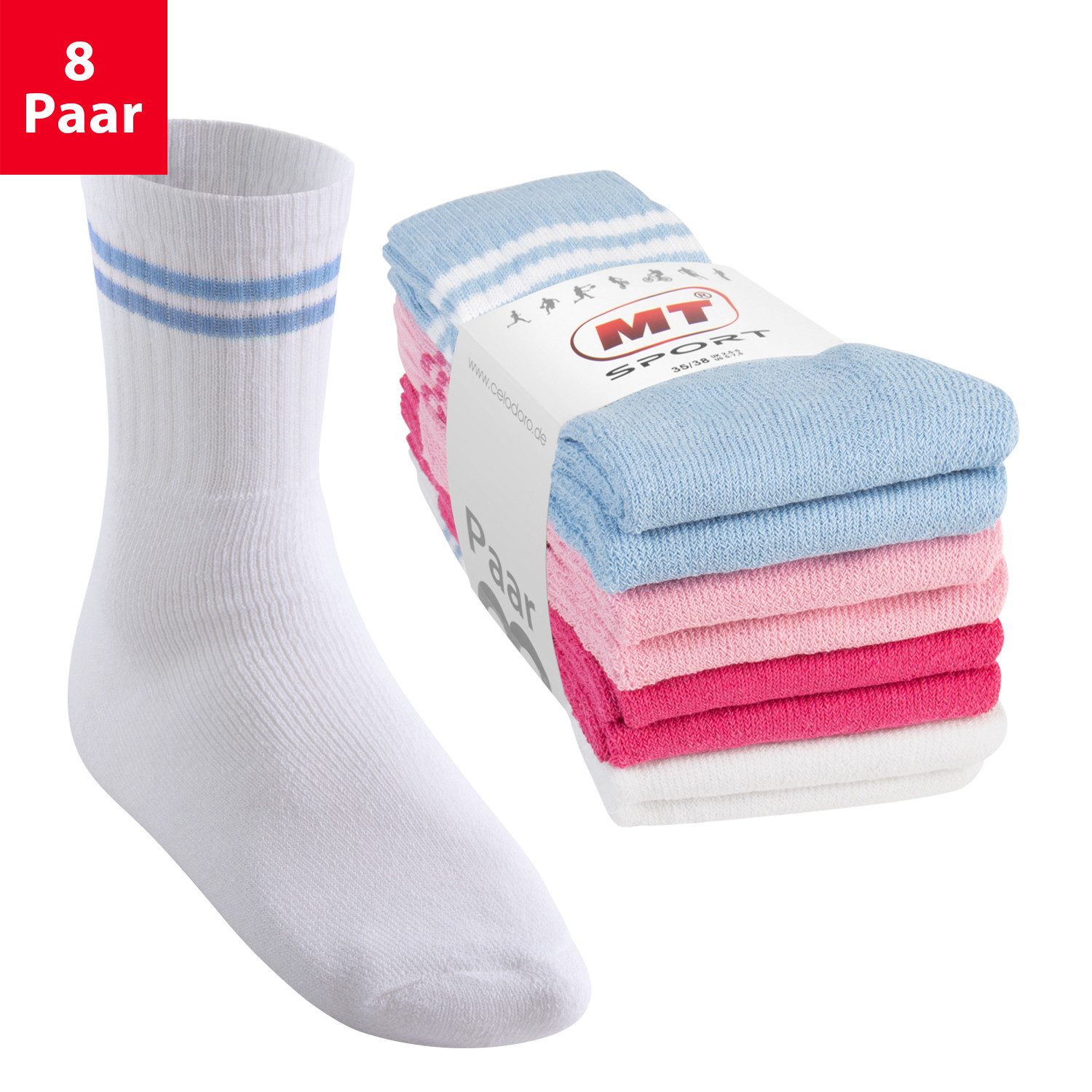 MT Tennissocken 8 Paar, 16 Paar Tennissocken für Damen & Herren (8-Paar)