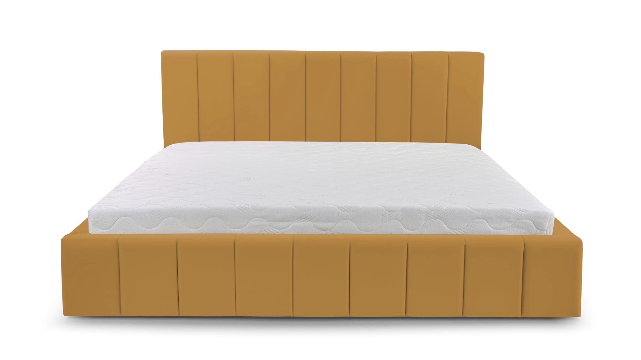 MOEBLO Polsterbett BETT 01 (Doppelbett mit Kopfstütze, Rahmenbettgestell, mit Bettkasten und Lattenrost), gepolstertes Kopfteil, mit Bettkasten mit Lattenrost