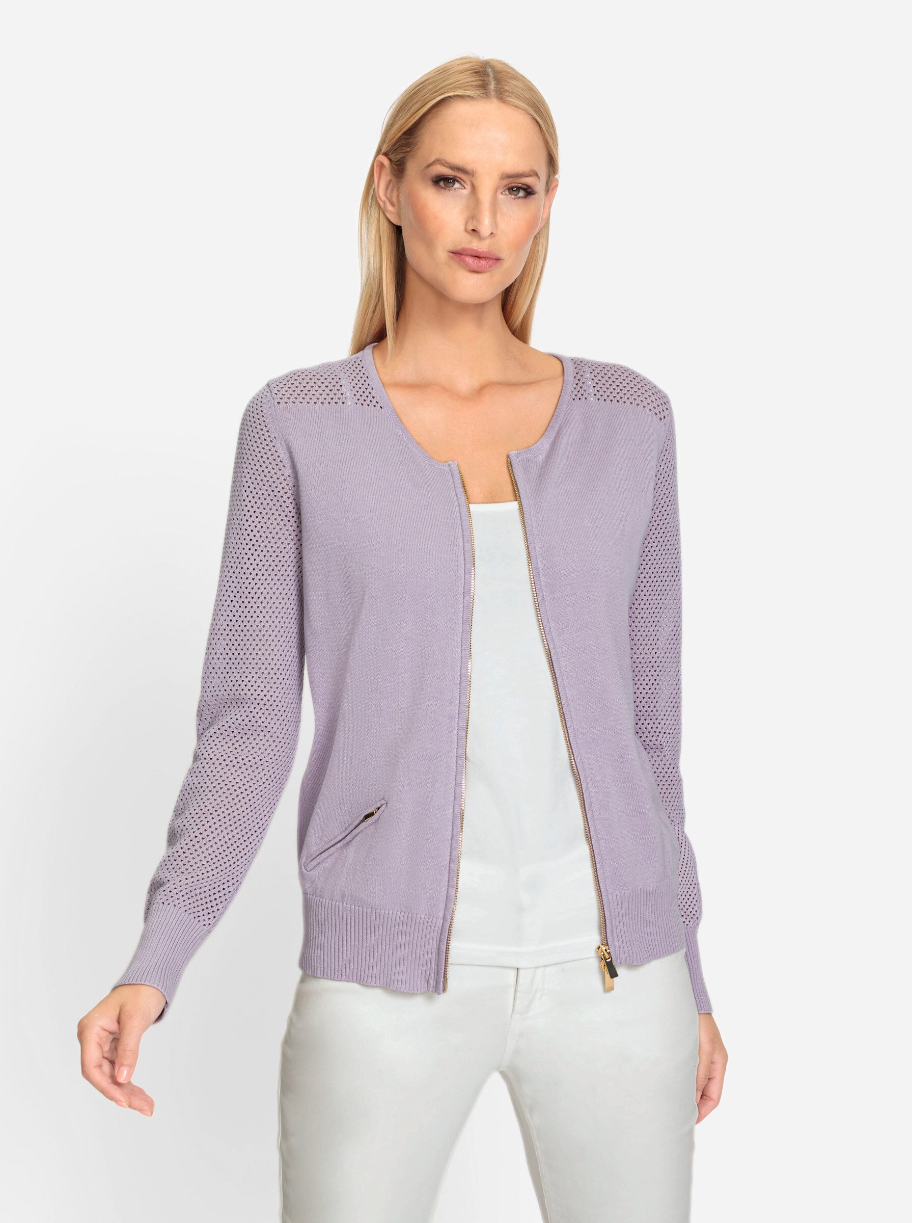 Strickjacke Cardigan Langarm Feinstrick