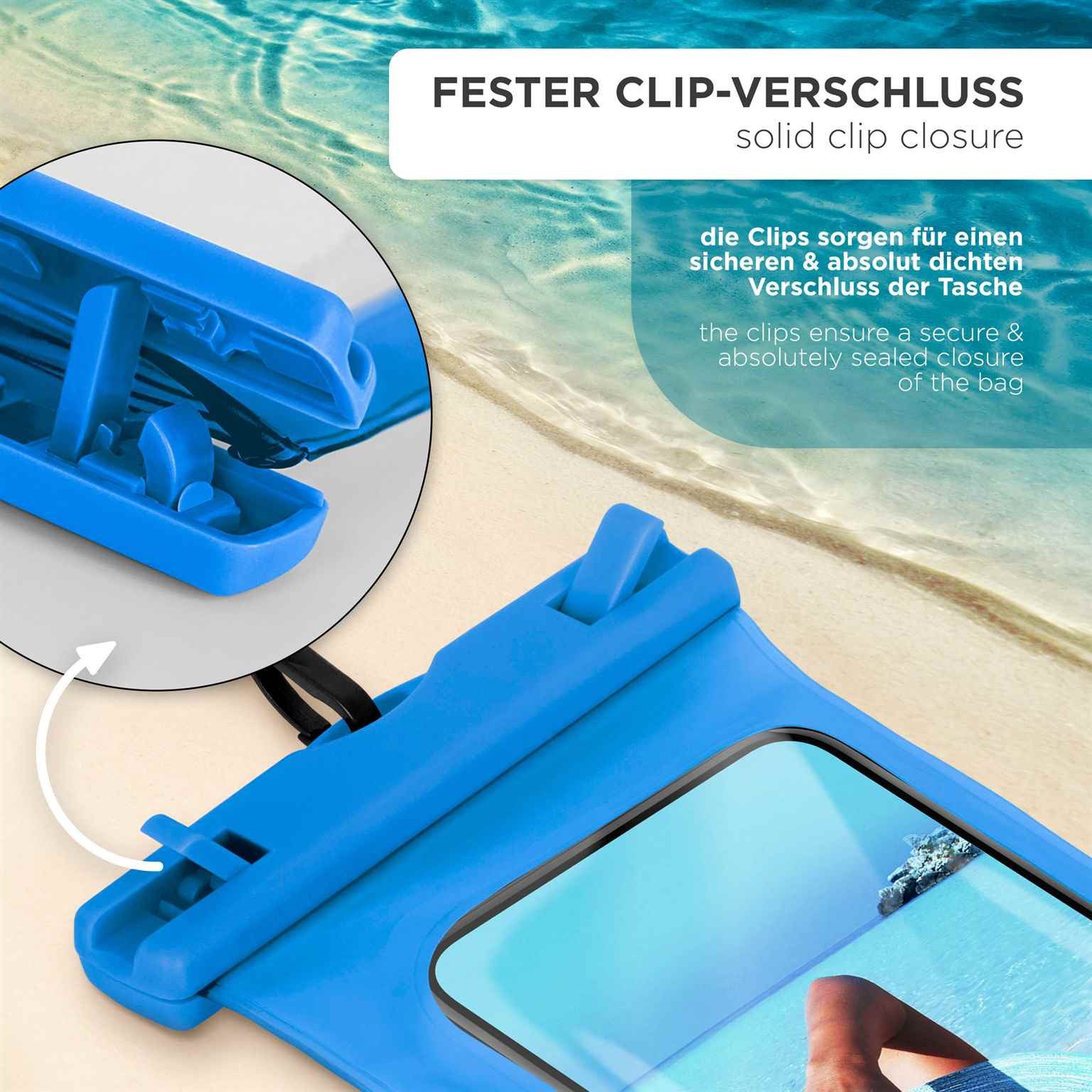 ONEFLOW Handyhülle für Samsung Galaxy S9 Plus Wasserdichte Tasche BeachBag Blau 6,2 Zoll, Hülle mit Touch Kamera Fenster IPX8 Unterwasser-Tasche zum Schwimmen