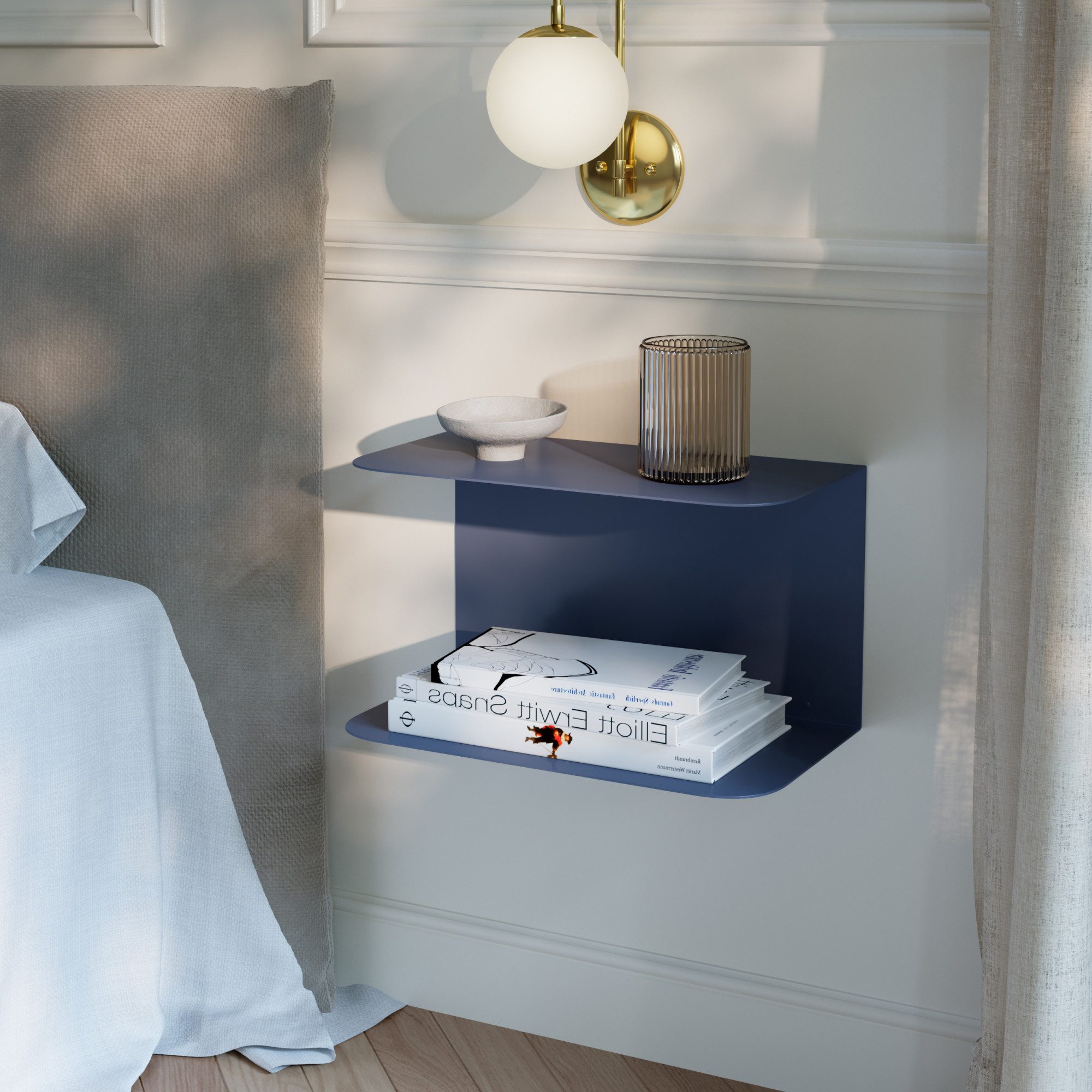 en.casa Wandregal, 1-tlg., »Notodden« Stahl 40 x 23 x 23 cm Dunkelblau