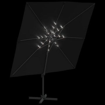 vidaXL Balkonsichtschutz LED-Ampelschirm Schwarz 400x300 cm
