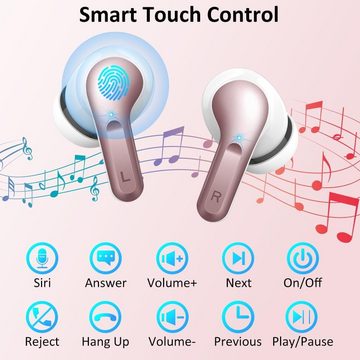 Ordtop Bluetooth 5.3 Neue wireless In-Ear-Kopfhörer (Kabellos, Stabil, Immersiv, Bluetooth, ENC Noise Cancelling mit USB-C, 40H Tiefer Bass, Wasserdicht Ohrhörer)