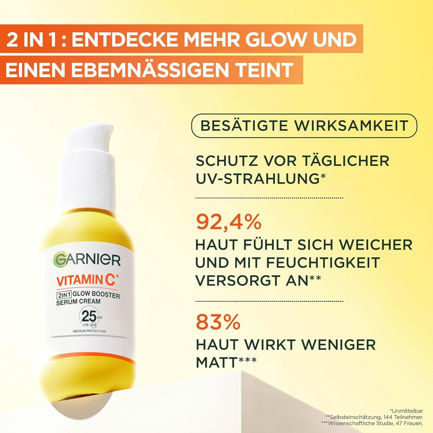 GARNIER Gesichtsserum Garnier Serum-Crème gegen müde Haut und dunkle Flecken, 1-tlg.