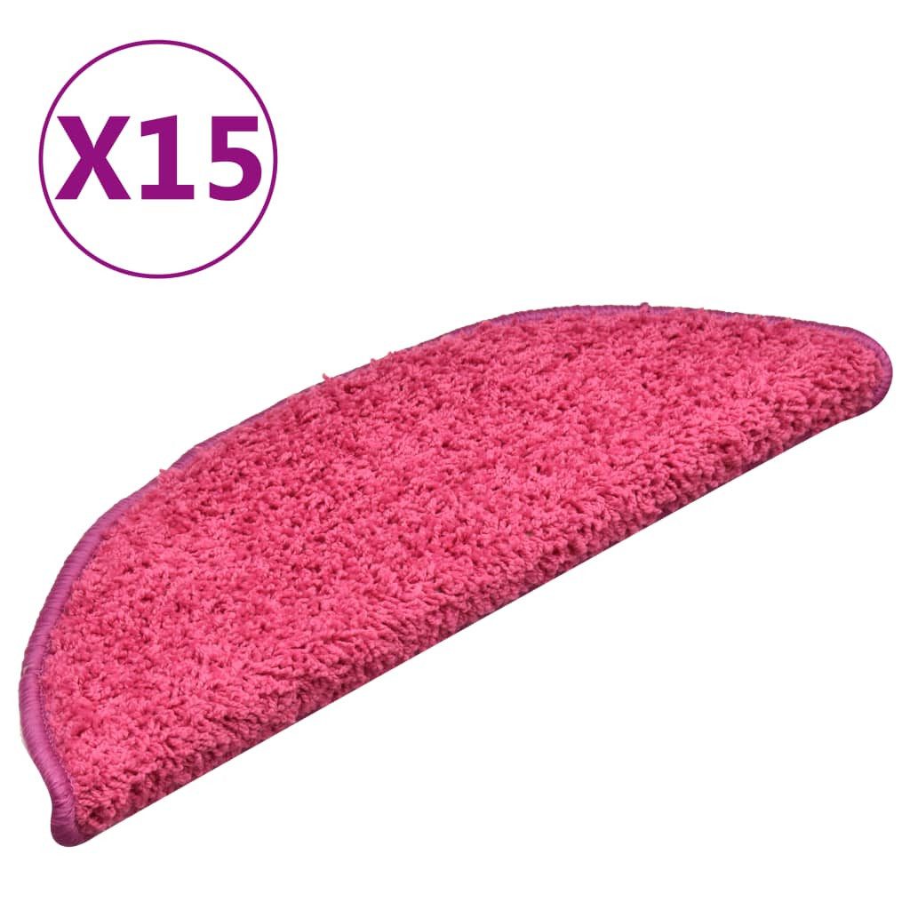 vidaXL Stufenmatte Rosa Treppenmatten 15 Stk Rosa 56x17x3 cm Treppe Stufen Teppich