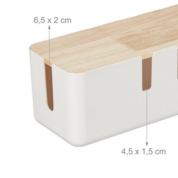 relaxdays Kabelbox Kabelbox mit Holzdeckel, Weiß