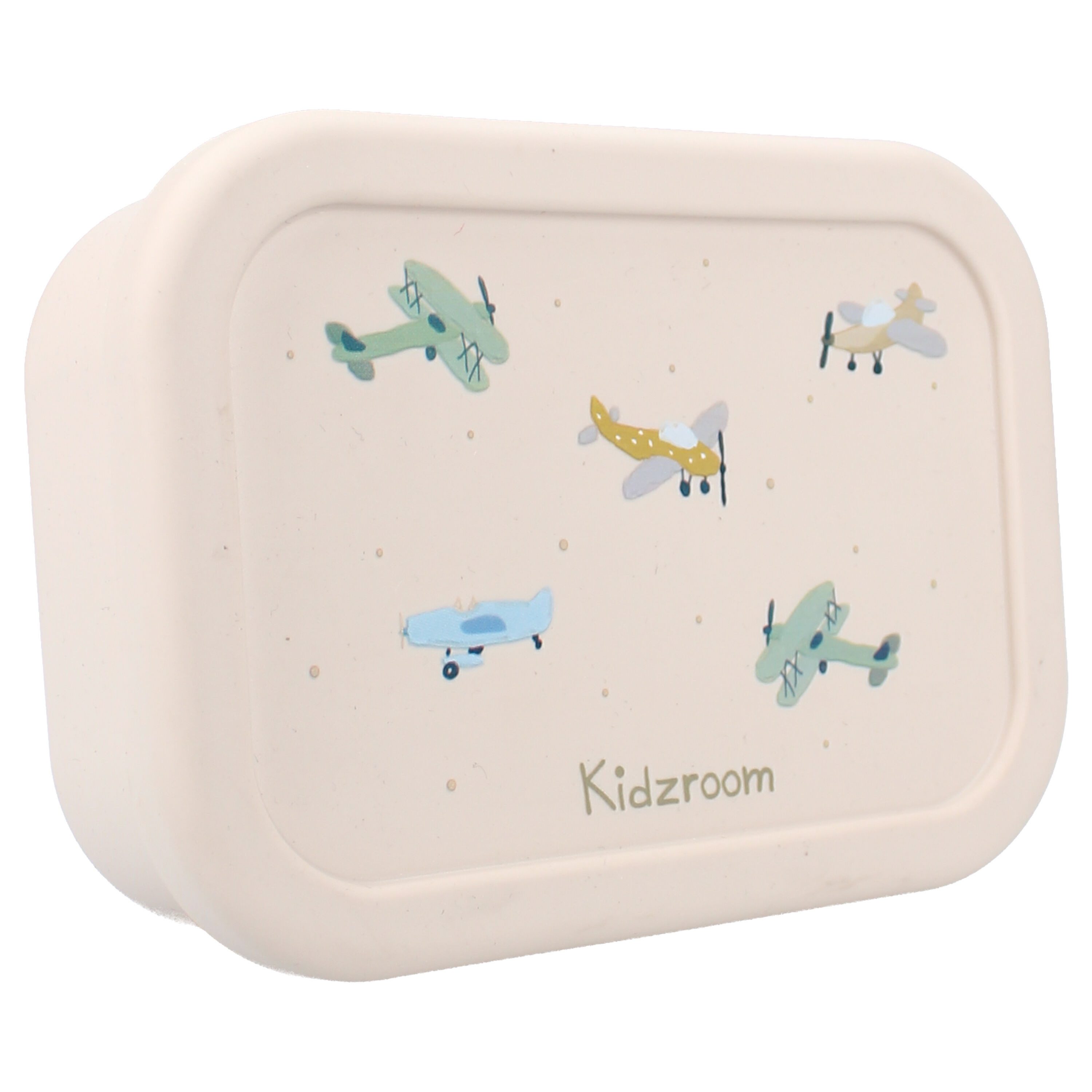 Kidzroom Lunchbox aus Silikon – Brotdose mit Flugzeug-Print & 3 Fächern
