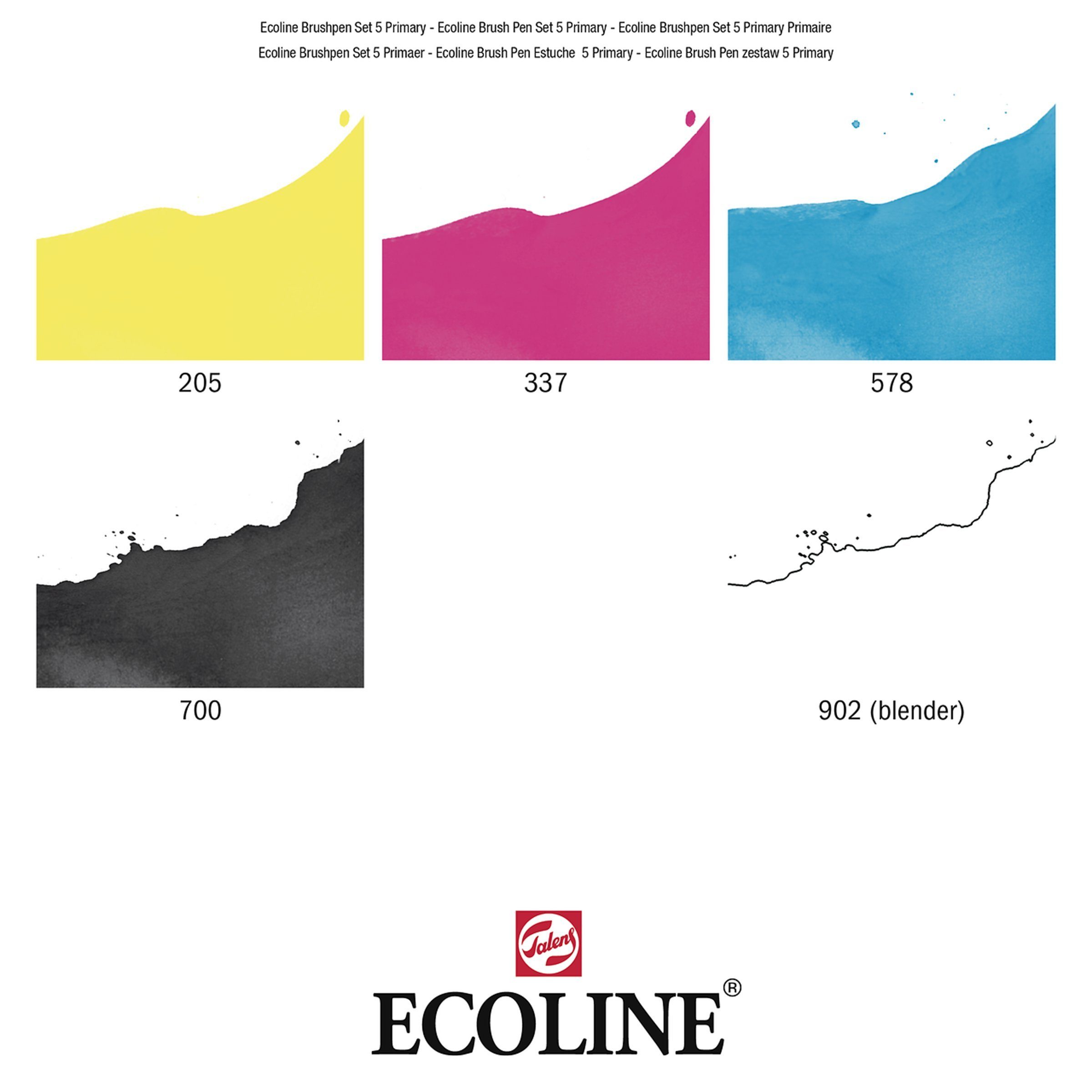 Talens Aquarellstifte (Primary) Brushpen Set ECOLINE 5, Primärfarben