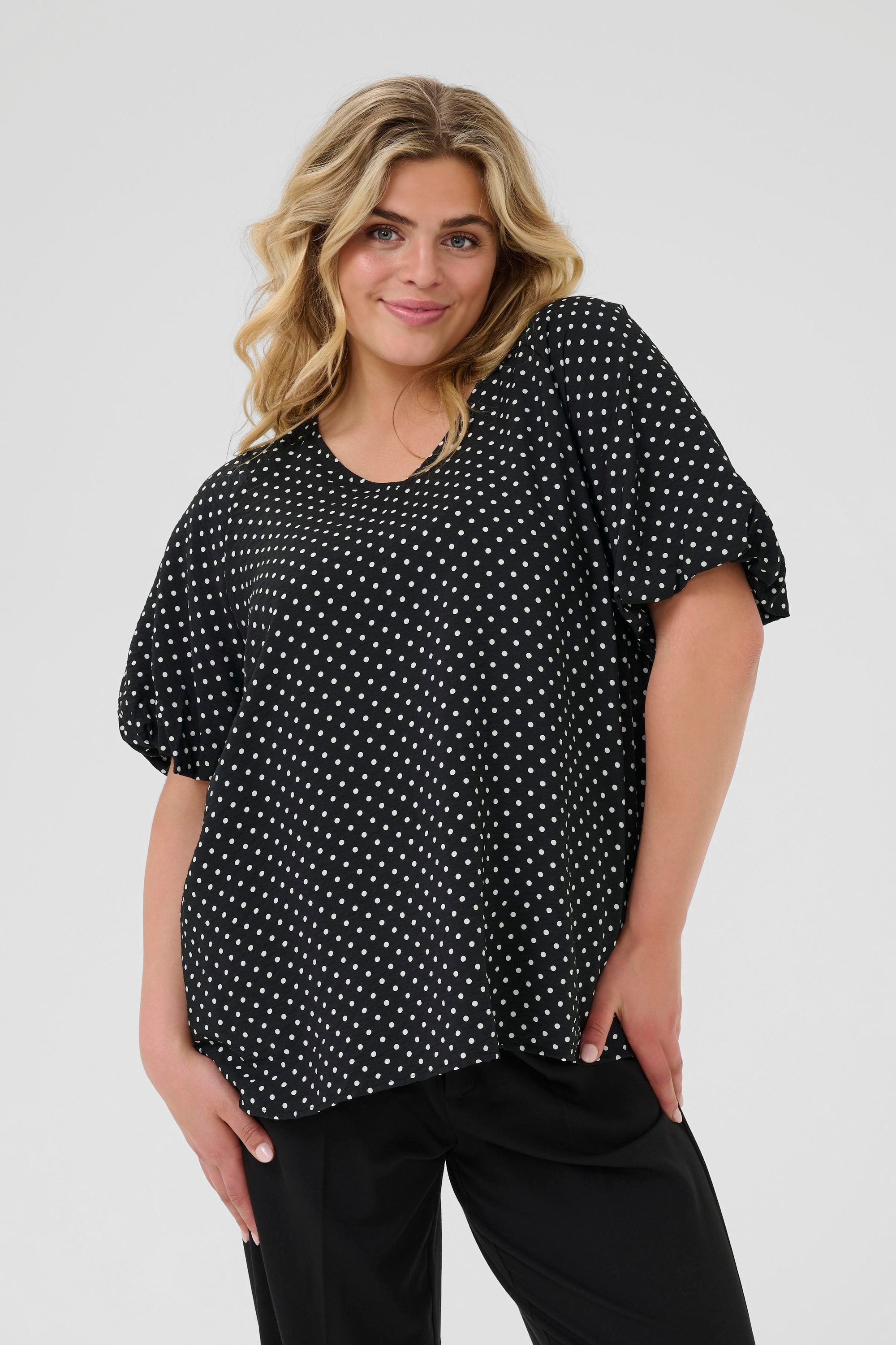 KAFFE Curve Kurzarmbluse Kurzarm-Bluse KCgina Große Größen