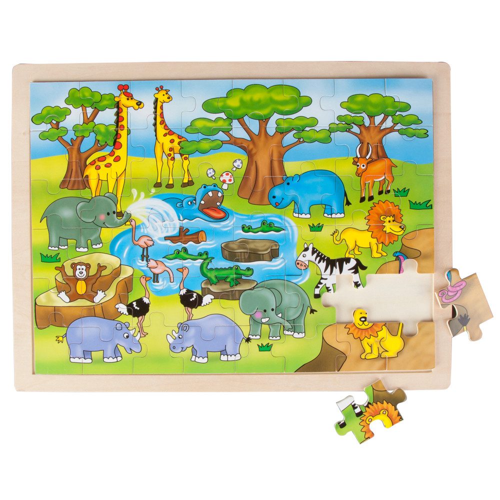Besttoy Puzzle Besttoy - Großes Holzpuzzle - Safariparty - 48 Teile, Puzzleteile