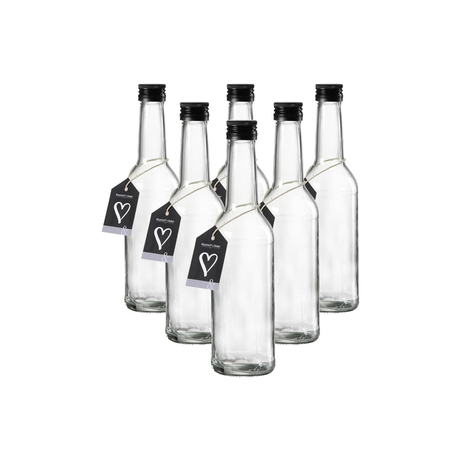 Ritzenhoff & Breker Vorratsglas Mara Flaschen 350 ml 6er Set, Glas, (6-tlg)