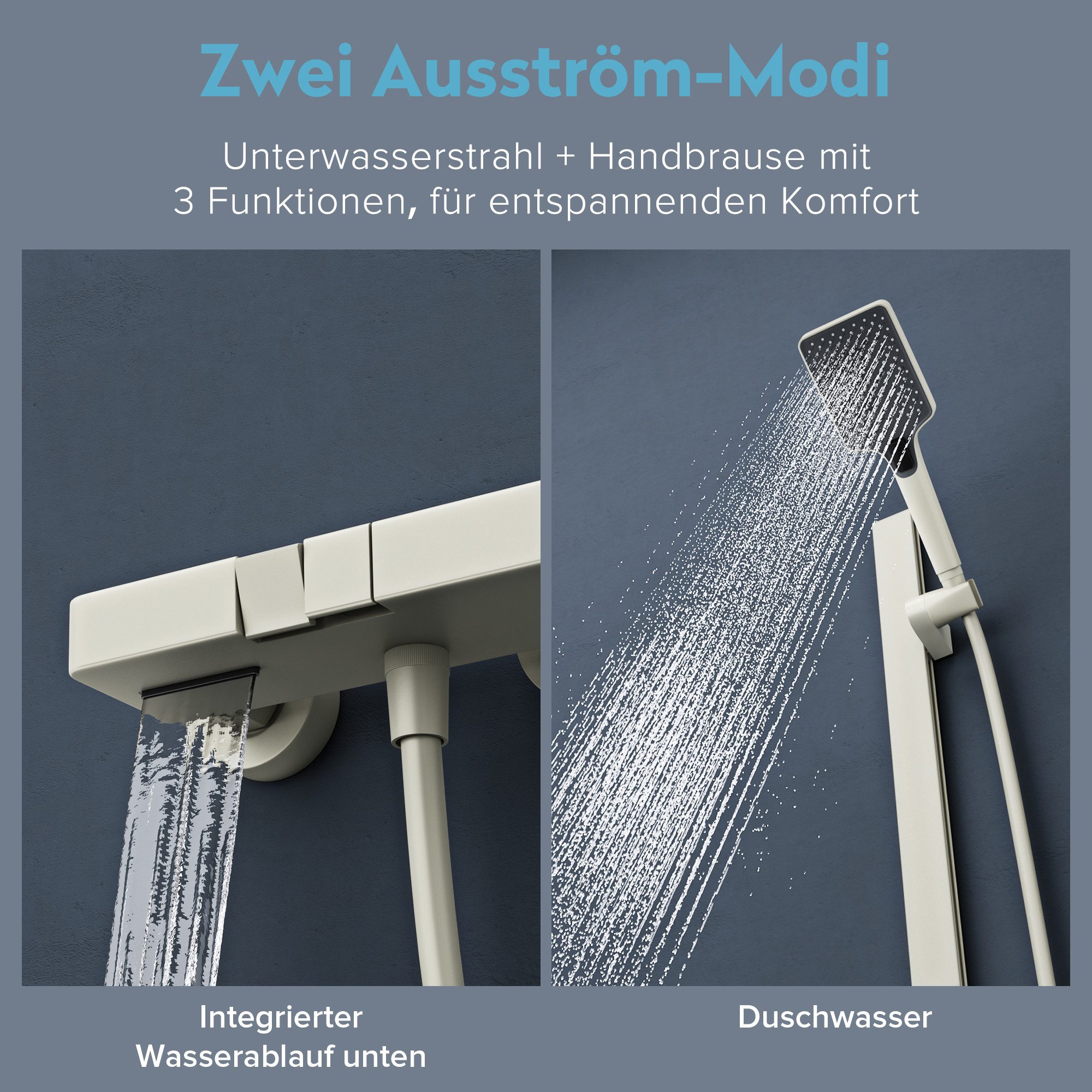 doporro Duschsystem Duscharmatur Komplettset 70 cm Aluminium Duschstange Duschsystem10, 3 Strahlart(en) – Bild 4 von 5