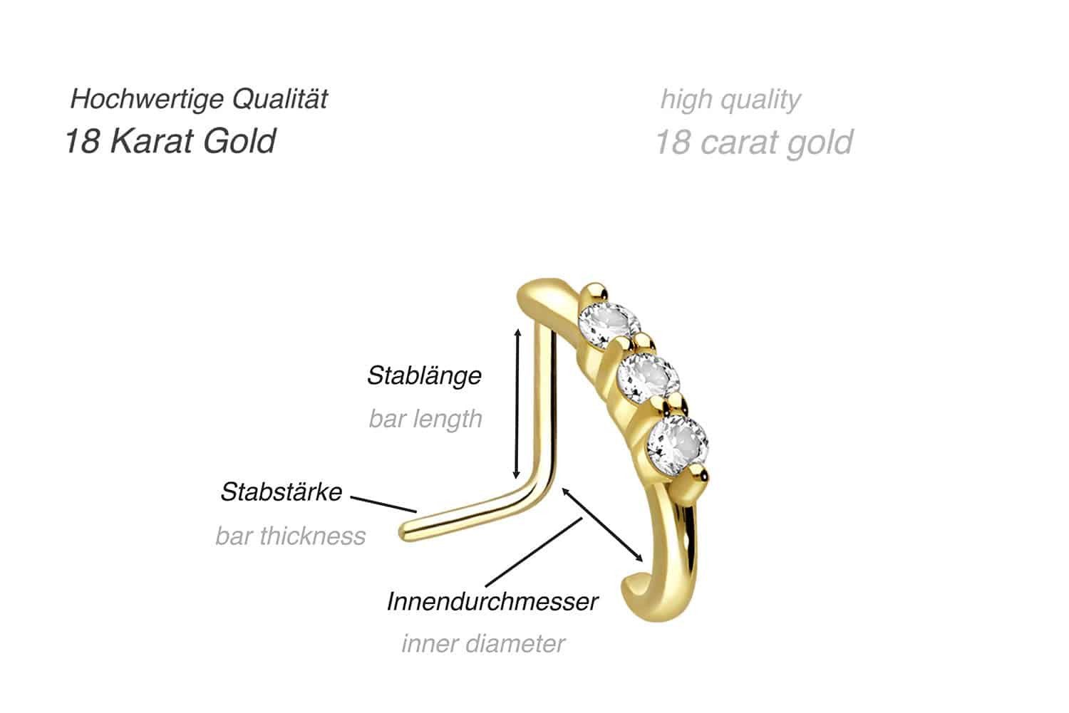 PIERCINGLINE Nasenpiercing 18 Karat Gold Nasenstecker günstig online kaufen